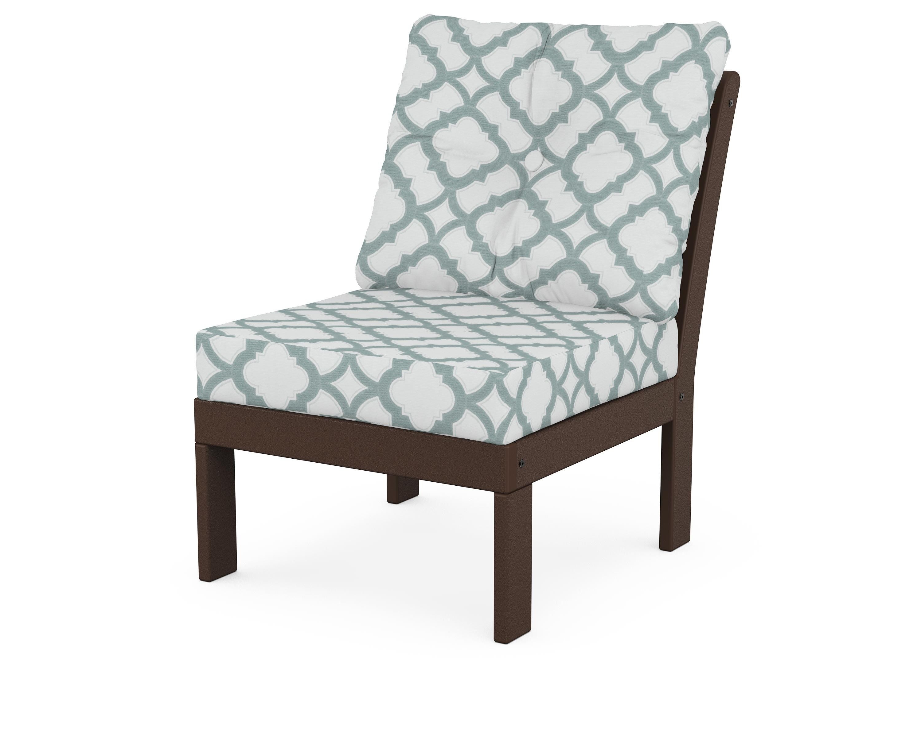 POLYWOOD® Vineyard Modular Armless Chair in Mahogany / Trellis Glacier Spa