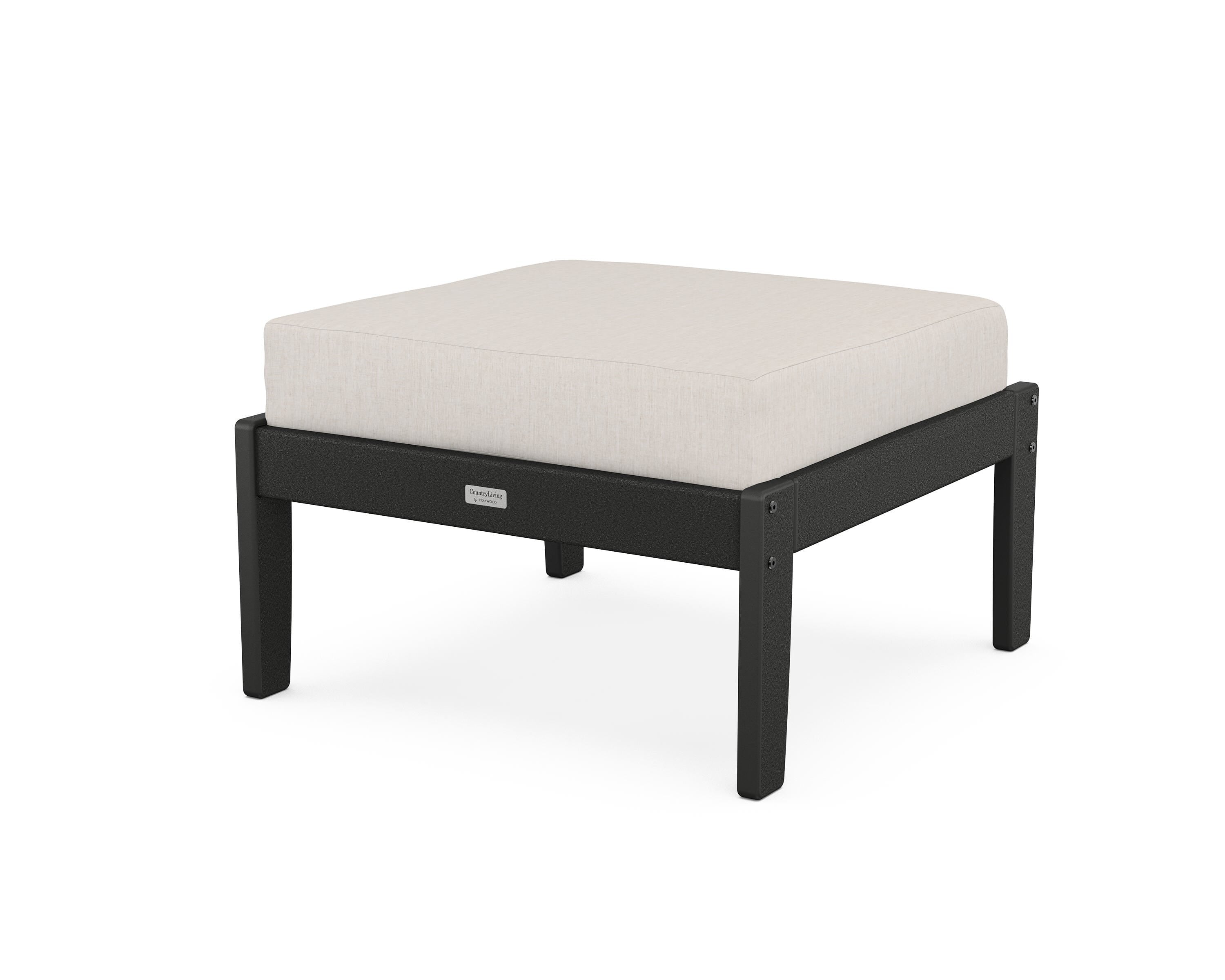 Country Living Cottage Deep Seating Ottoman in Black / Cast Ash
