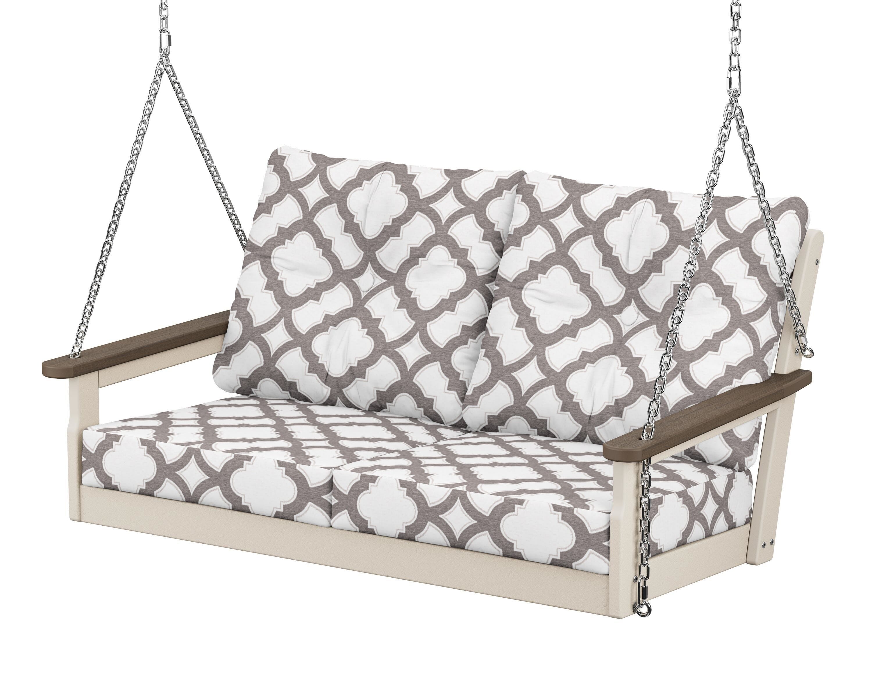 POLYWOOD® Vineyard Deep Seating Swing in Sand / Kona / Trellis Grey Mist