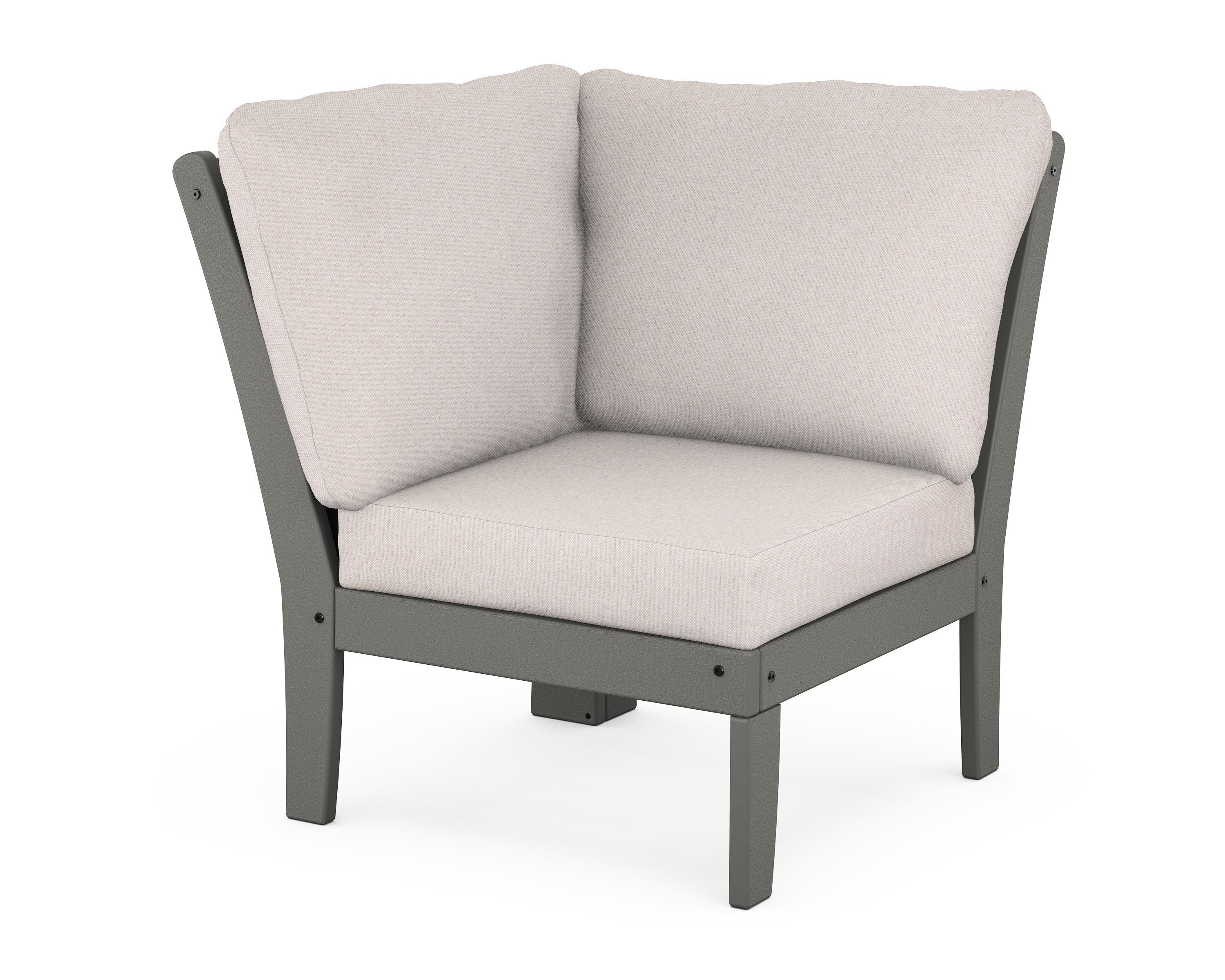 POLYWOOD® Braxton Modular Corner Chair in Slate Grey / Dune Burlap