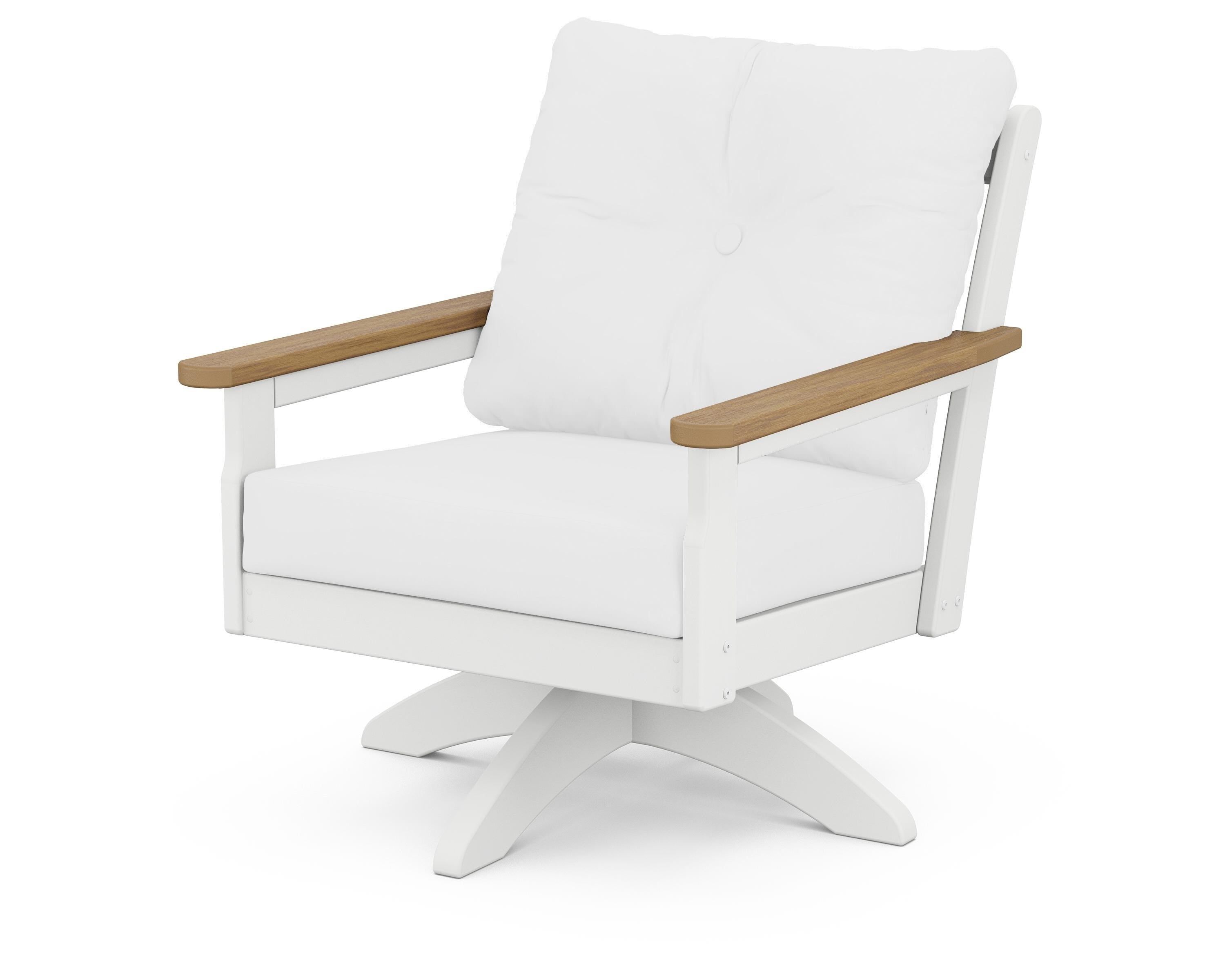 POLYWOOD® Vineyard Deep Seating Swivel Chair in White / Natural / Natural