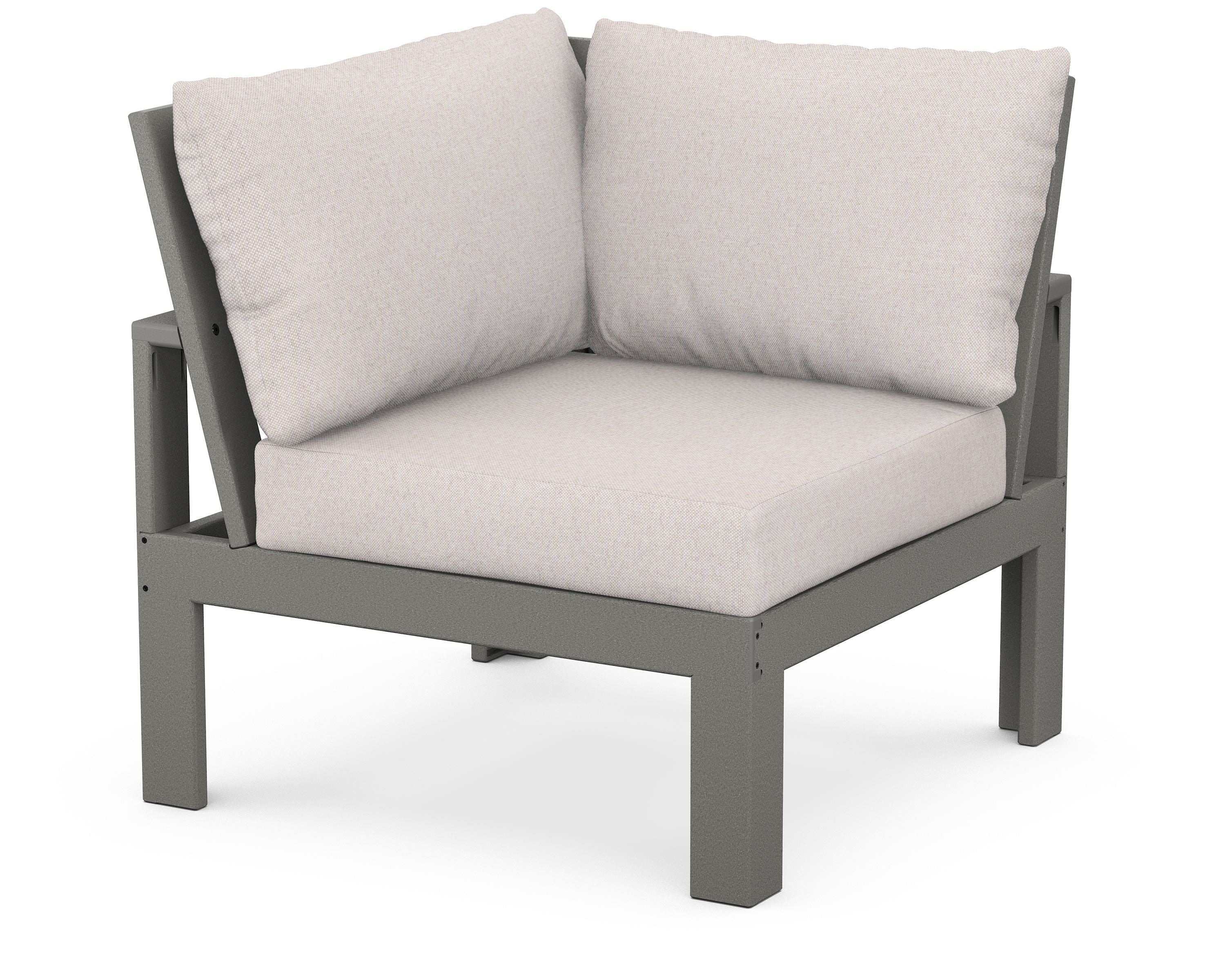 Unbranded Modular Corner Chair in Slate Grey / Dune Burlap