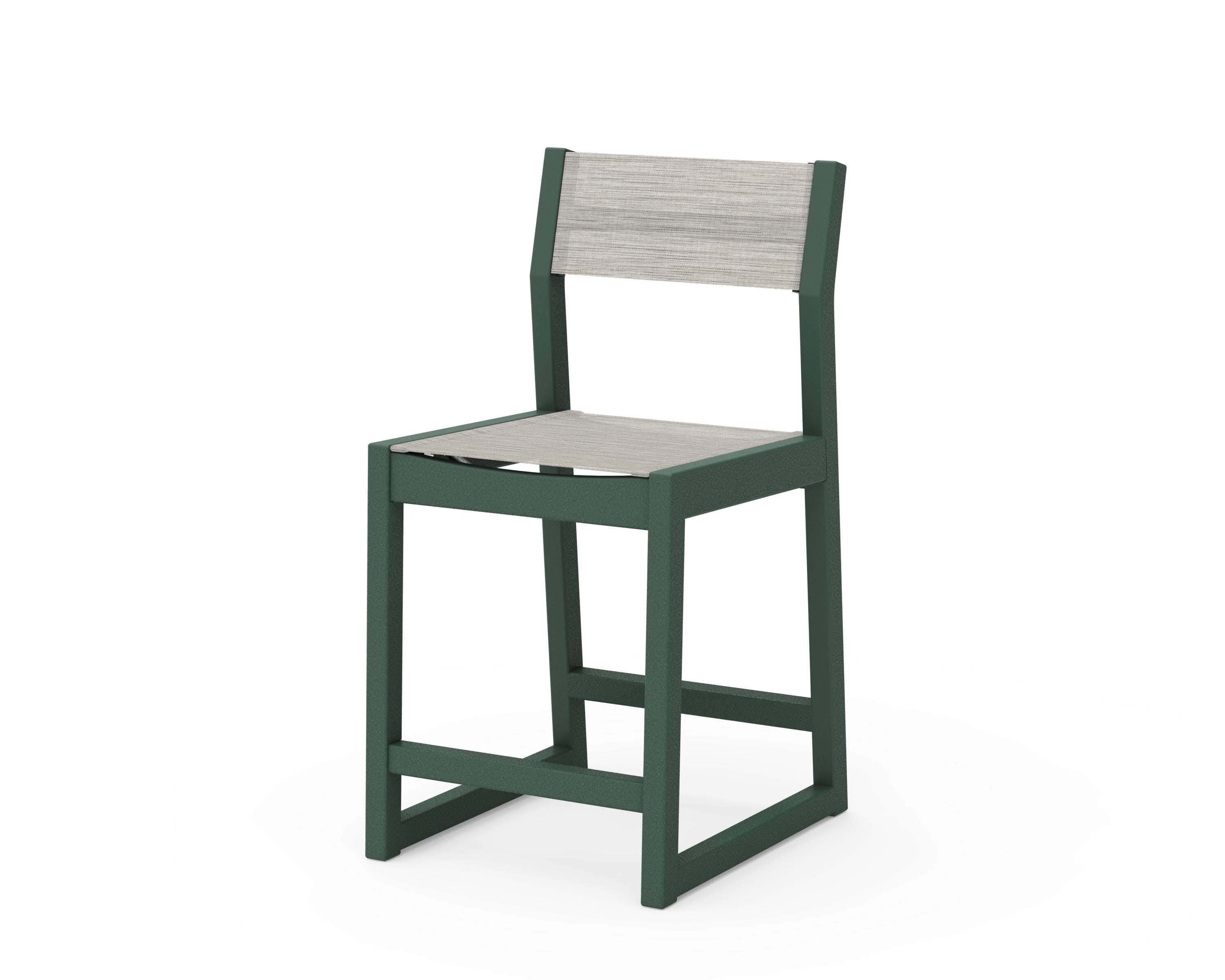 POLYWOOD® EDGE Sling Counter Side Chair in Green / Birch Sling