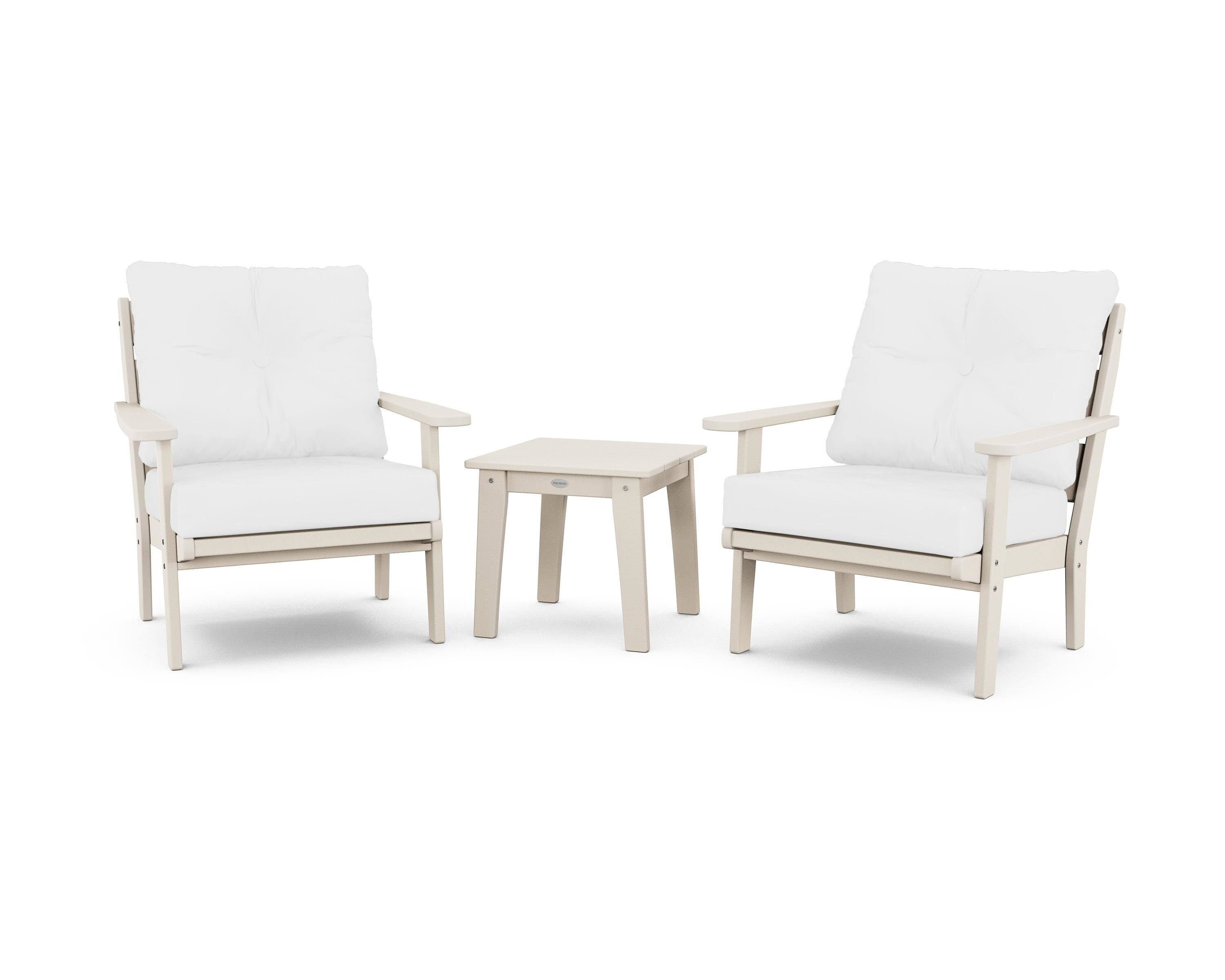 POLYWOOD® Lakeside 3-Piece Deep Seating Chair Set in Sand / Natural