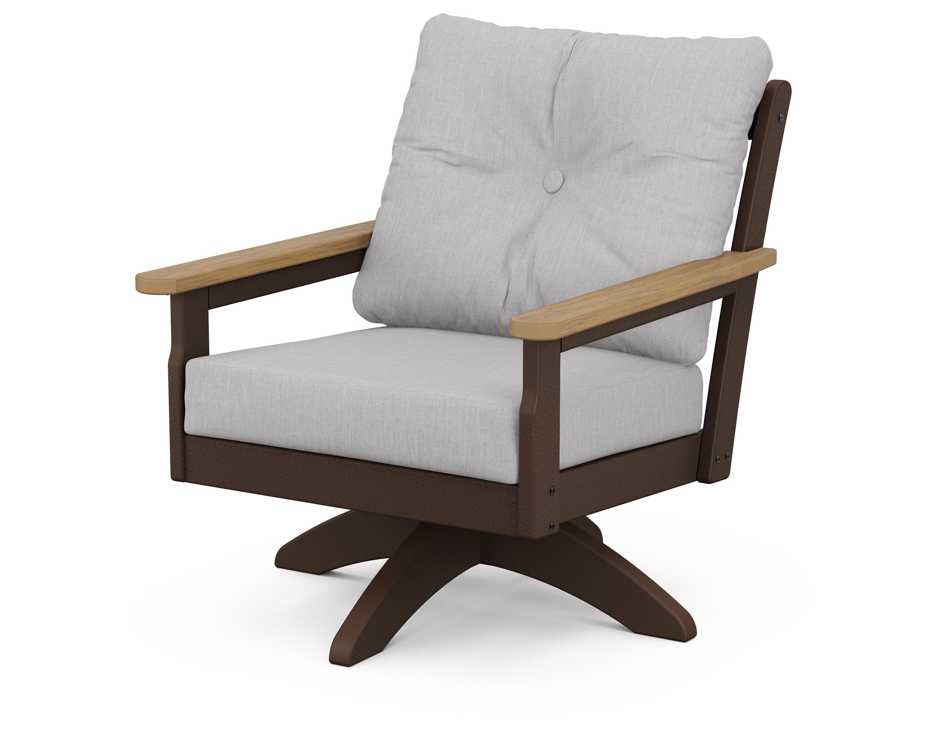 POLYWOOD® Vineyard Deep Seating Swivel Chair in Mahogany / Natural / Granite