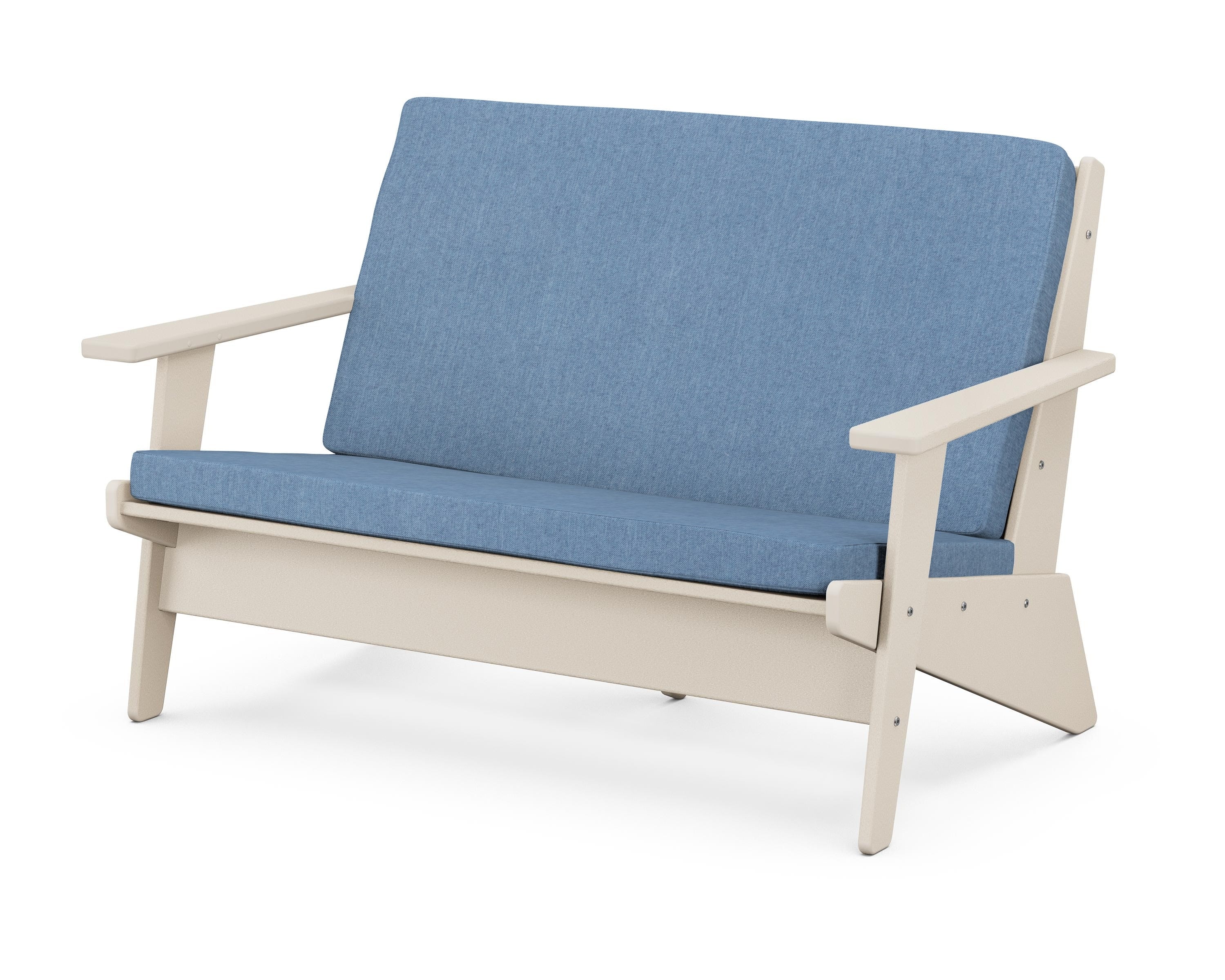 POLYWOOD® Riviera Modern Lounge Loveseat in Sand / Sky Blue