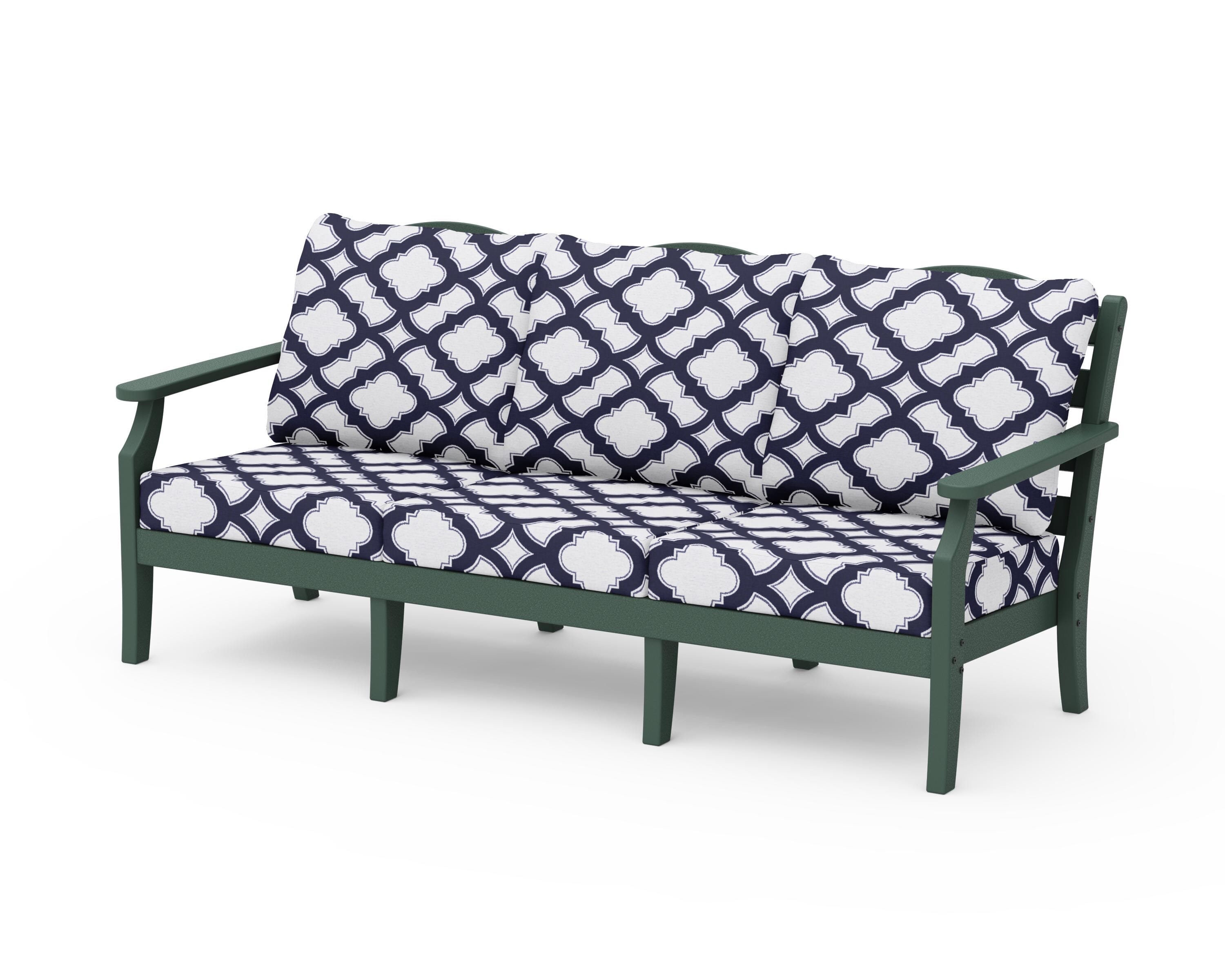 Draper James™ by POLYWOOD® Savannah Deep Seating Sofa in Green / Trellis Navy