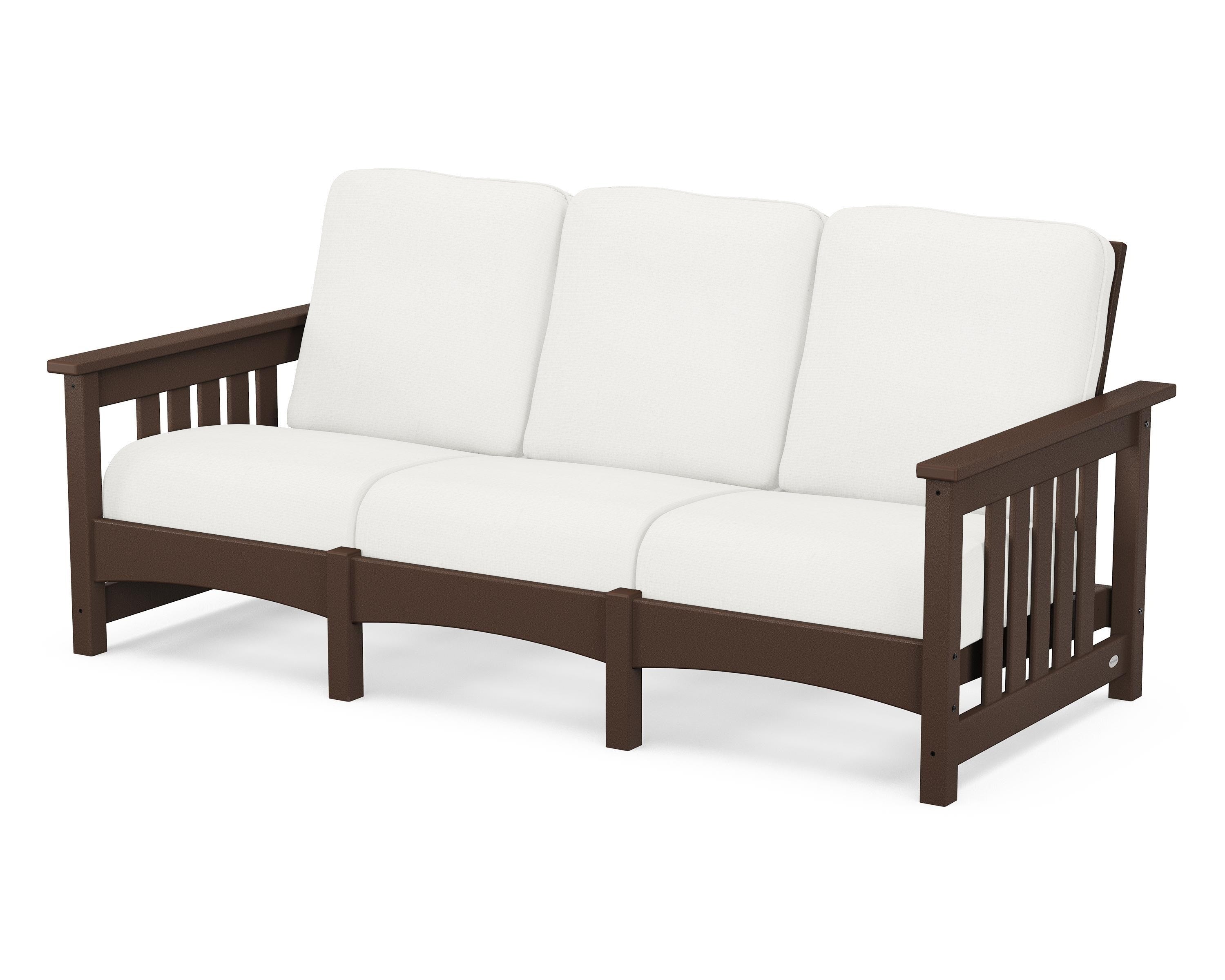 POLYWOOD® Club Mission Sofa in Mahogany / Natural Linen