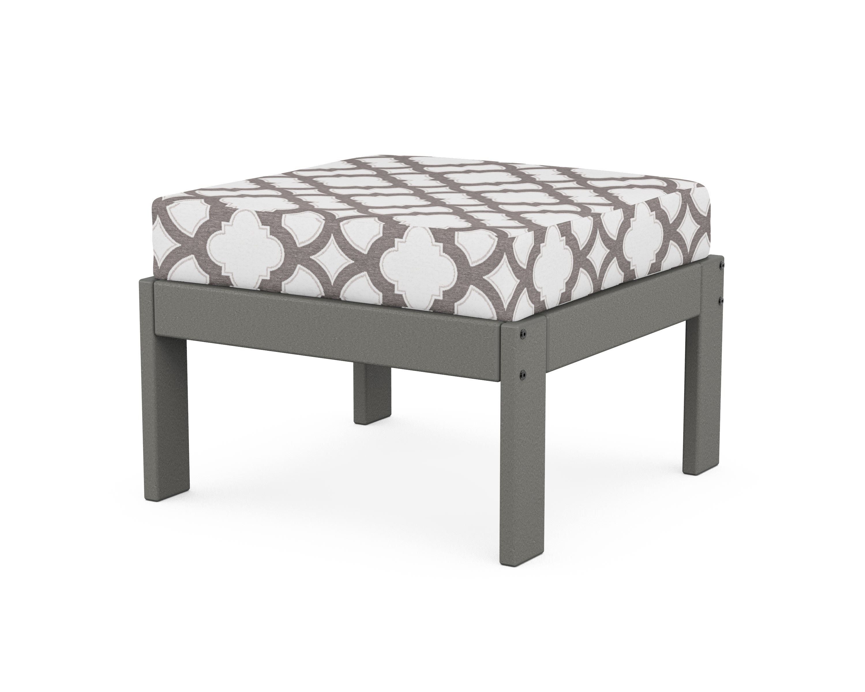 POLYWOOD® Vineyard Modular Ottoman in Slate Grey / Trellis Grey Mist