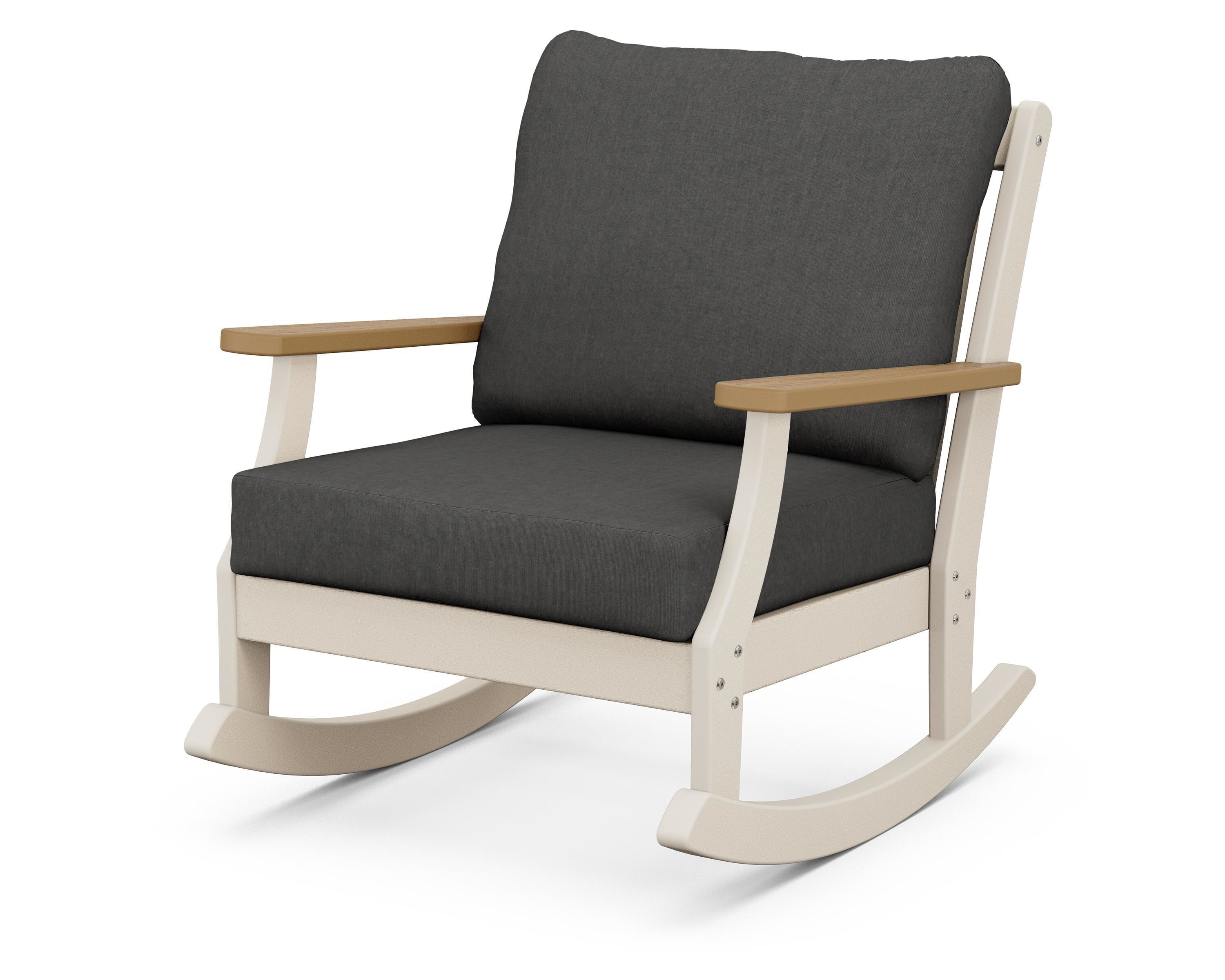 POLYWOOD® Braxton Deep Seating Rocking Chair in Sand / Natural / Spectrum Carbon