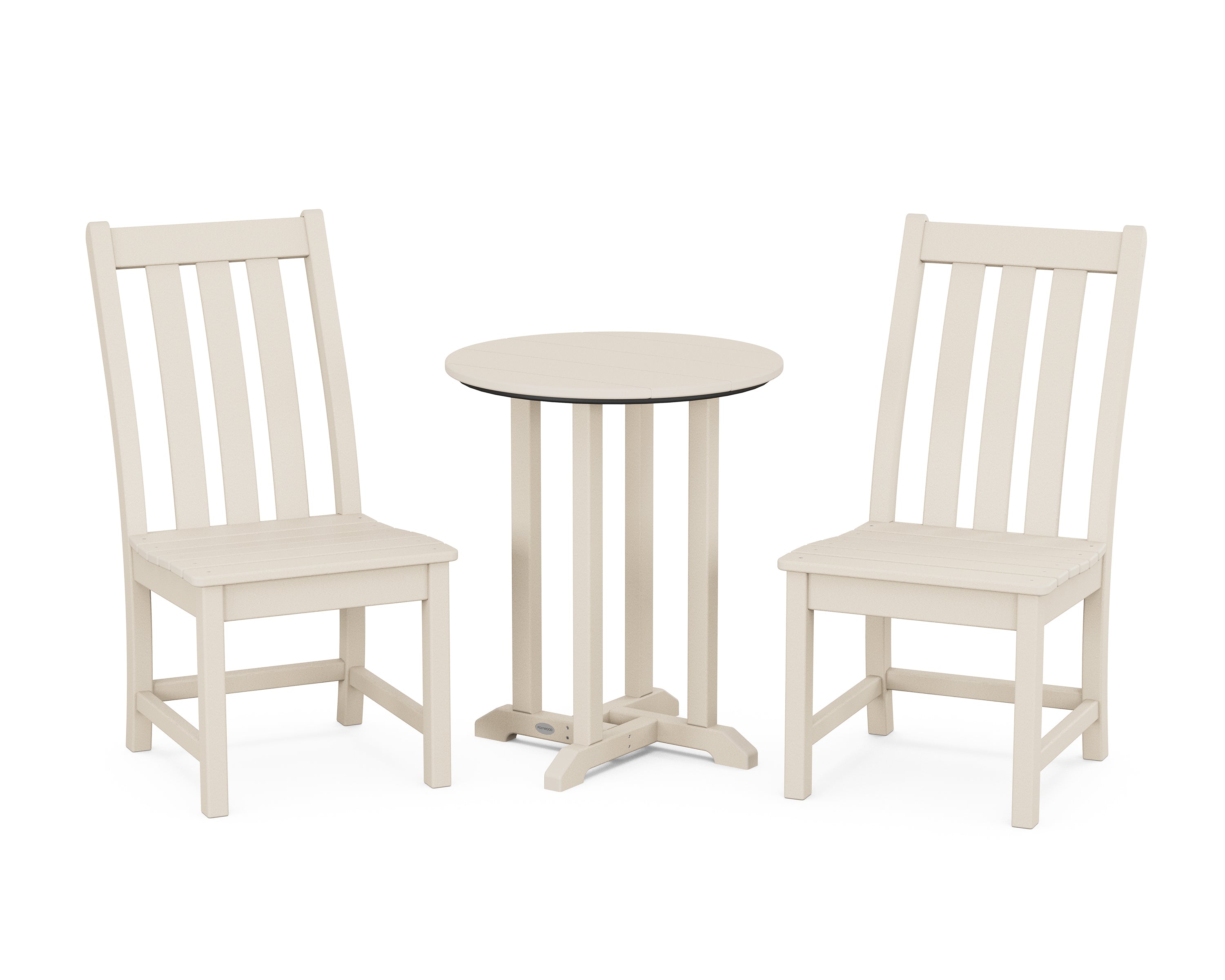 POLYWOOD® Vineyard Side Chair 3-Piece Round Bistro Dining Set in Sand