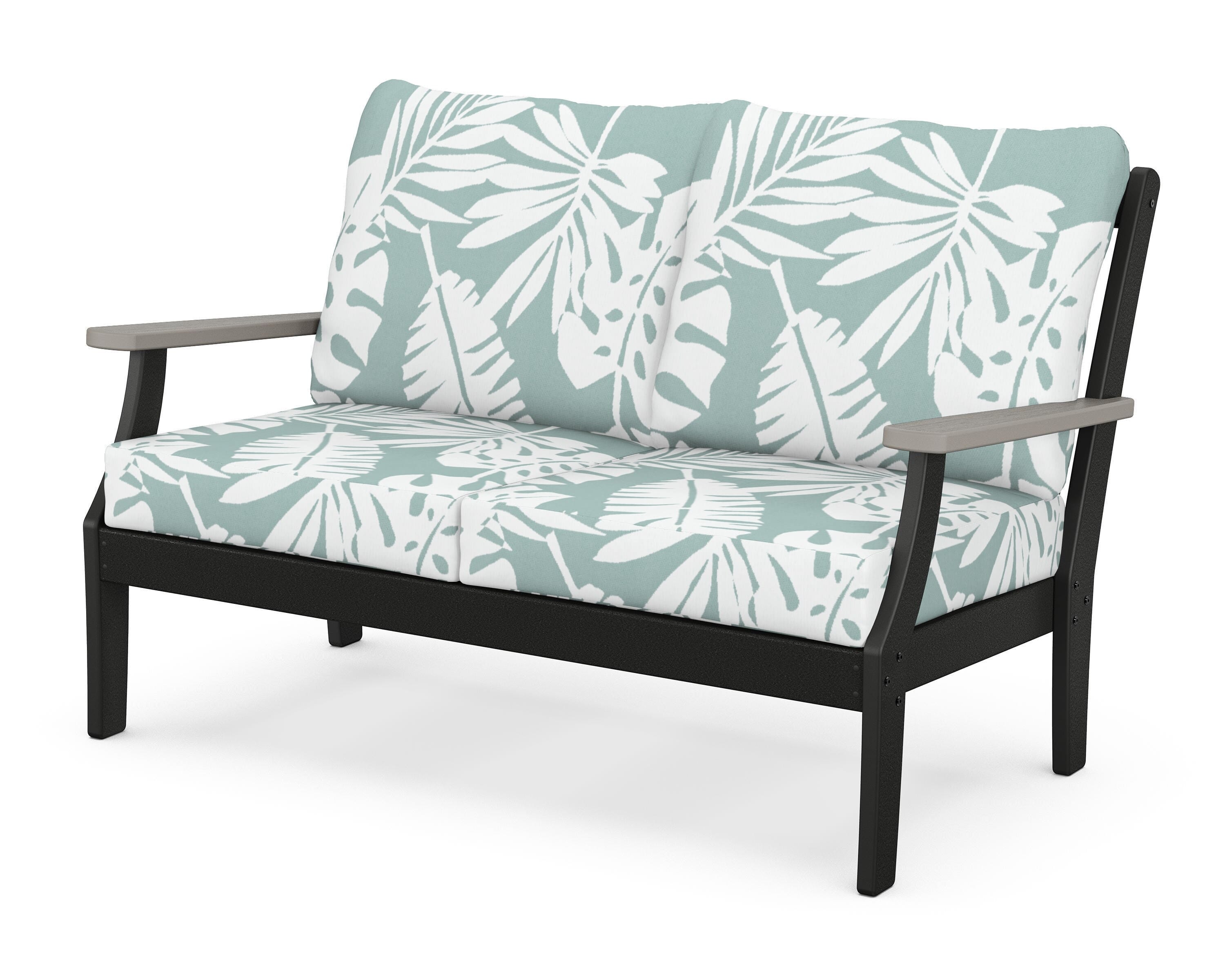 POLYWOOD® Braxton Deep Seating Loveseat in Black / Driftwood / Leaf Glacier Spa