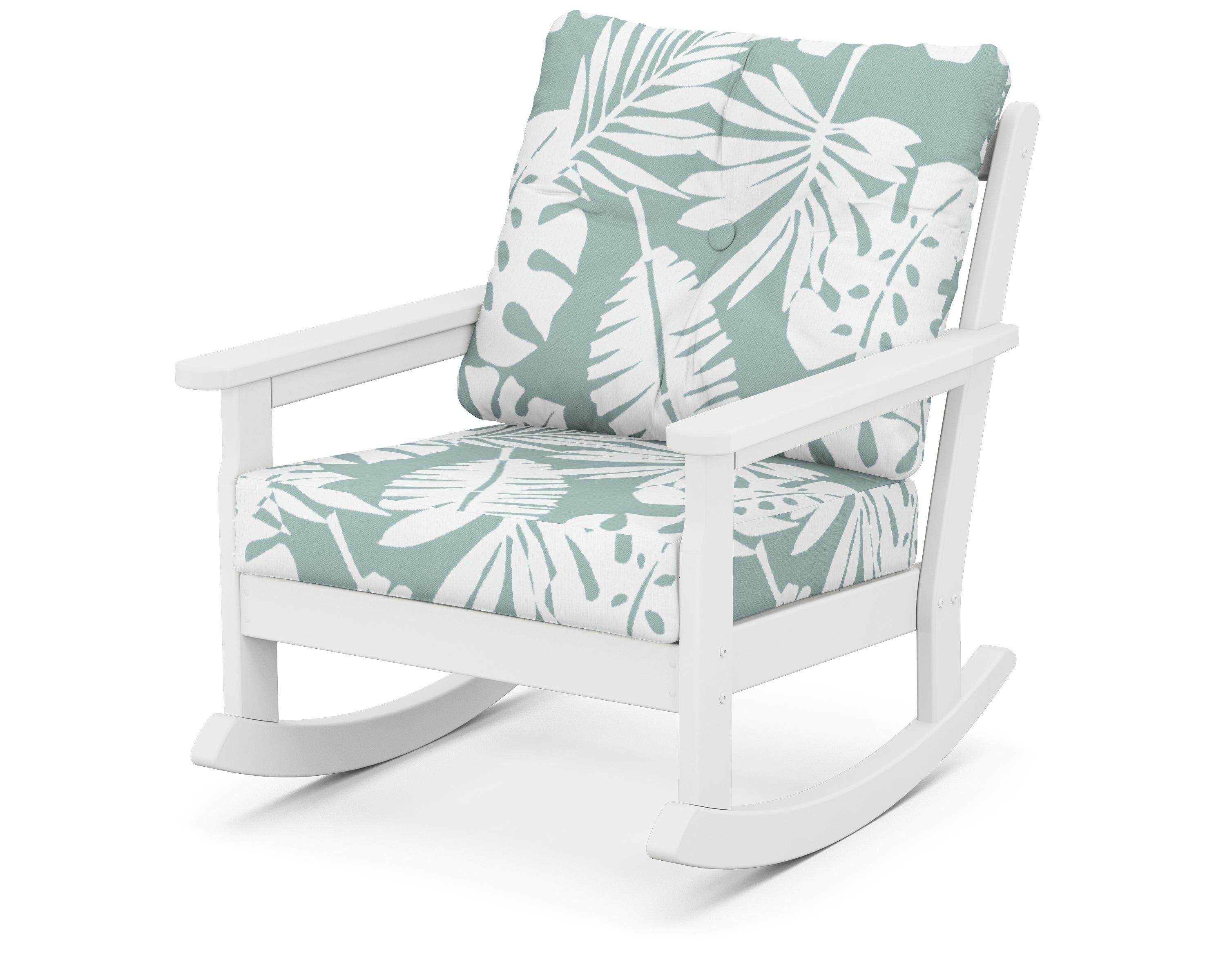 POLYWOOD® Vineyard Deep Seating Rocking Chair in White / Leaf Glacier Spa