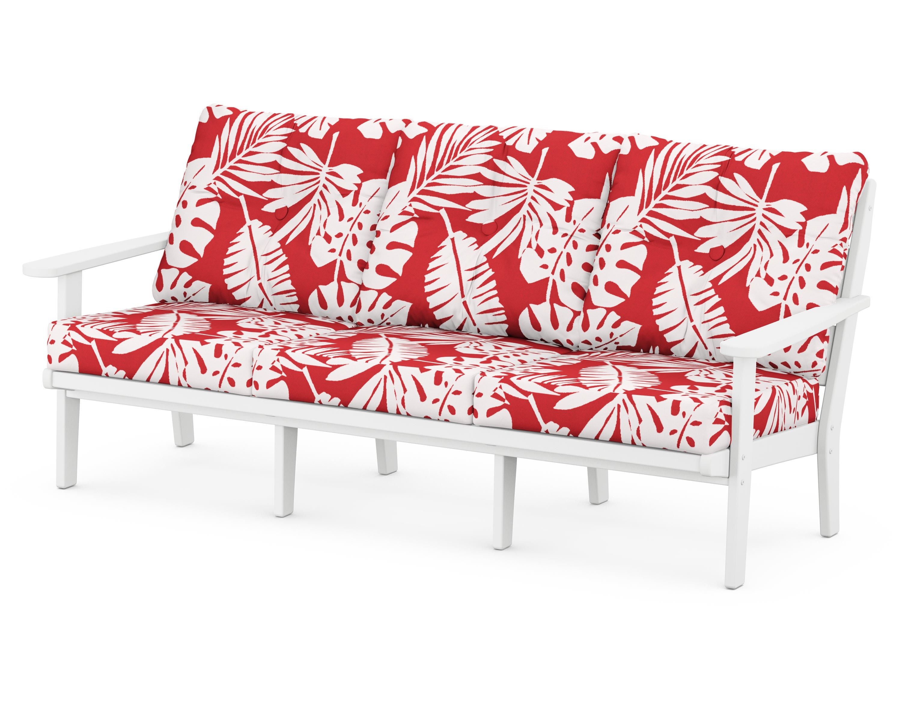 POLYWOOD® Lakeside Deep Seating Sofa in White / Leaf Crimson