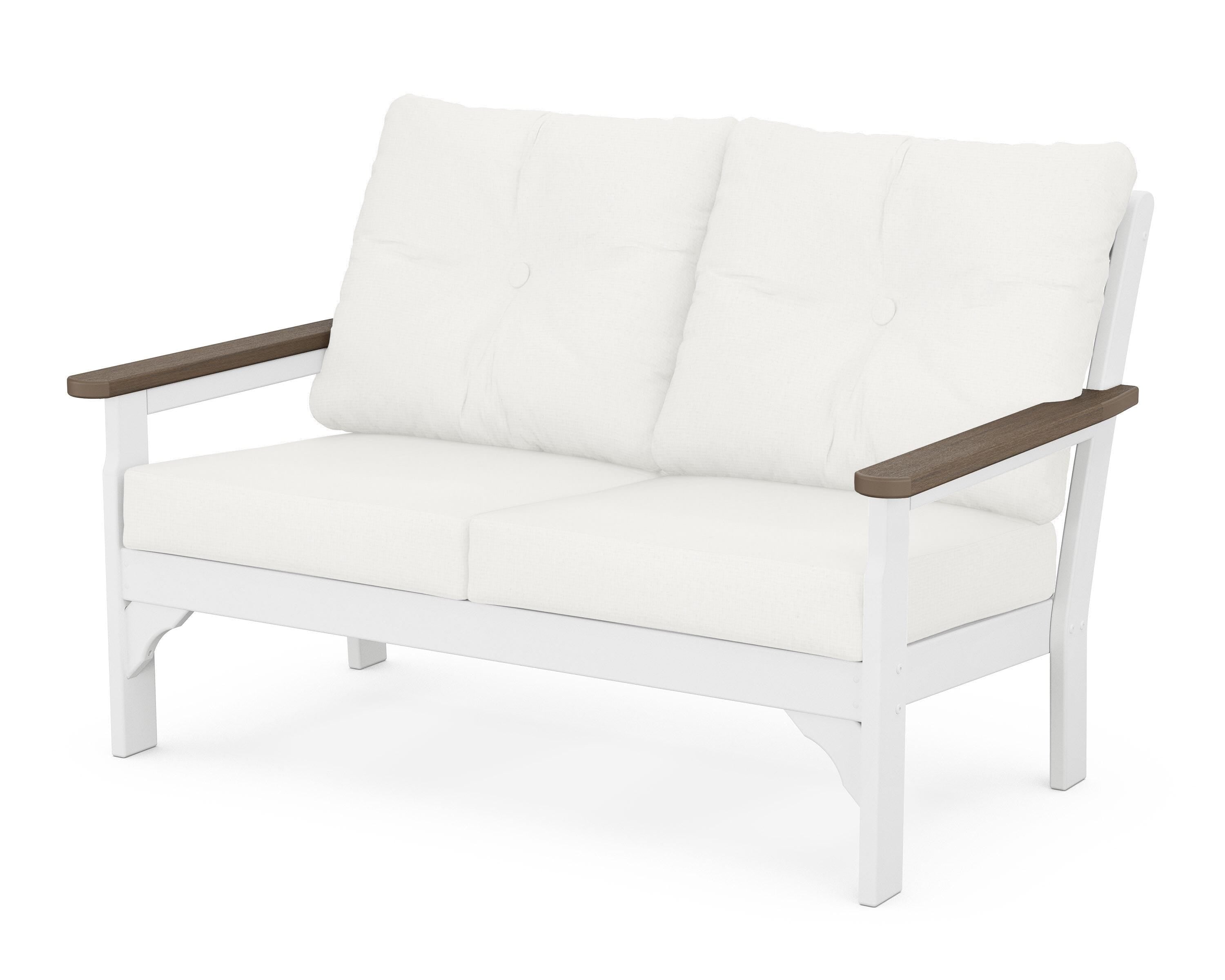 POLYWOOD® Vineyard Deep Seating Loveseat in White / Kona / Natural Linen