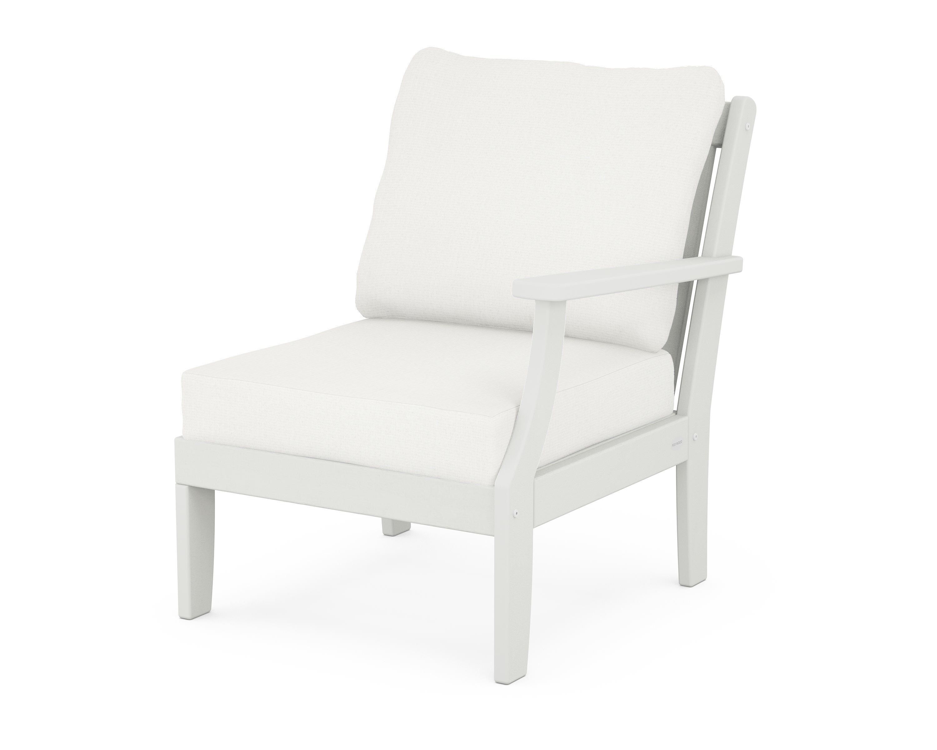 POLYWOOD® Braxton Modular Right Arm Chair in Vintage White / Natural Linen