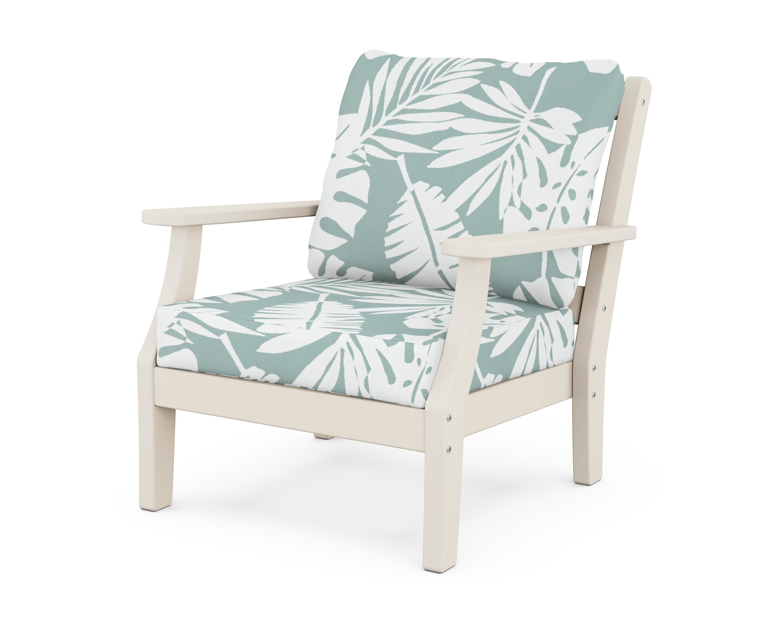 Martha Stewart by POLYWOOD® Chinoiserie Deep Seating Chair in Sand / Leaf Glacier Spa