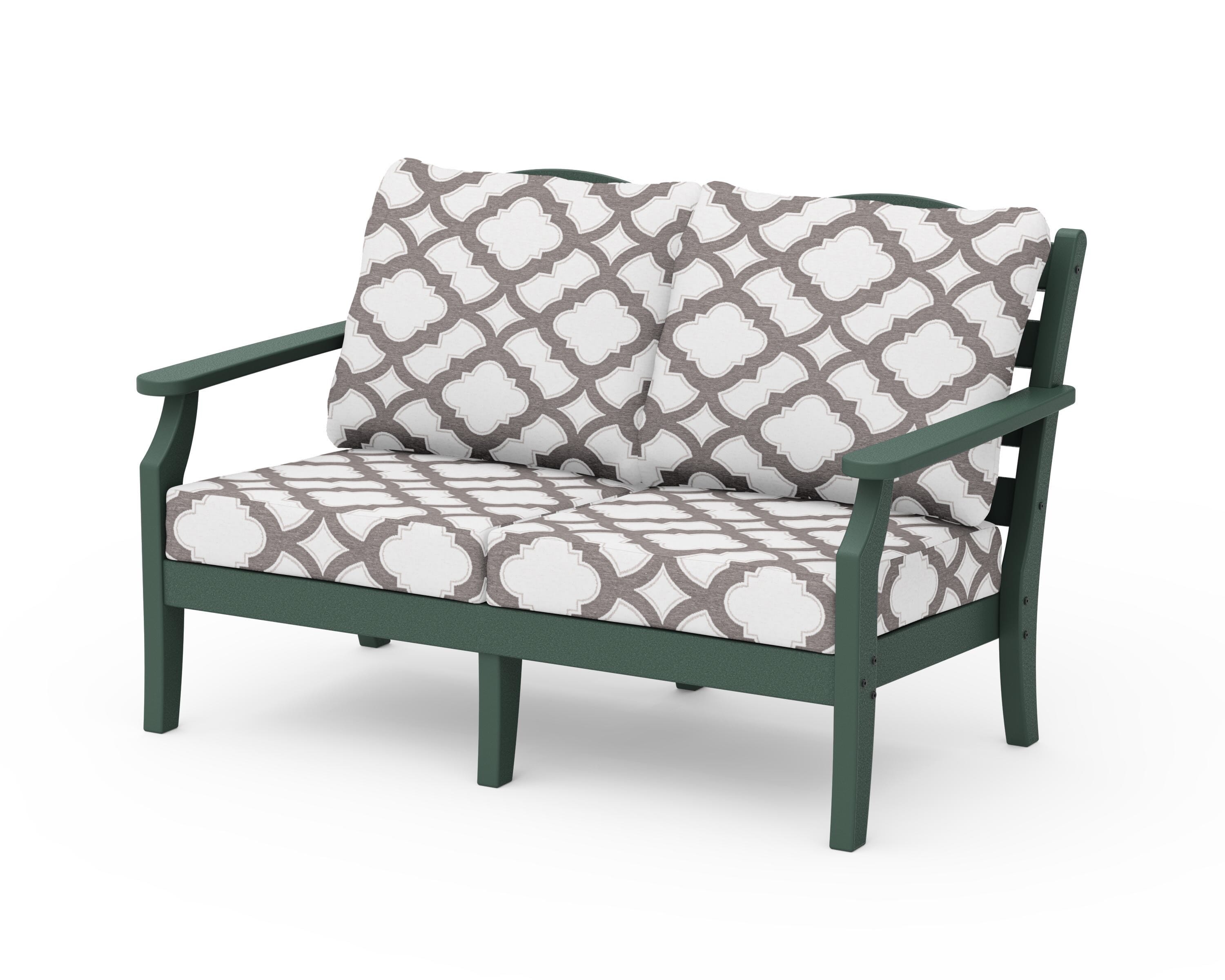 Draper James™ by POLYWOOD® Savannah Deep Seating Loveseat in Green / Trellis Grey Mist
