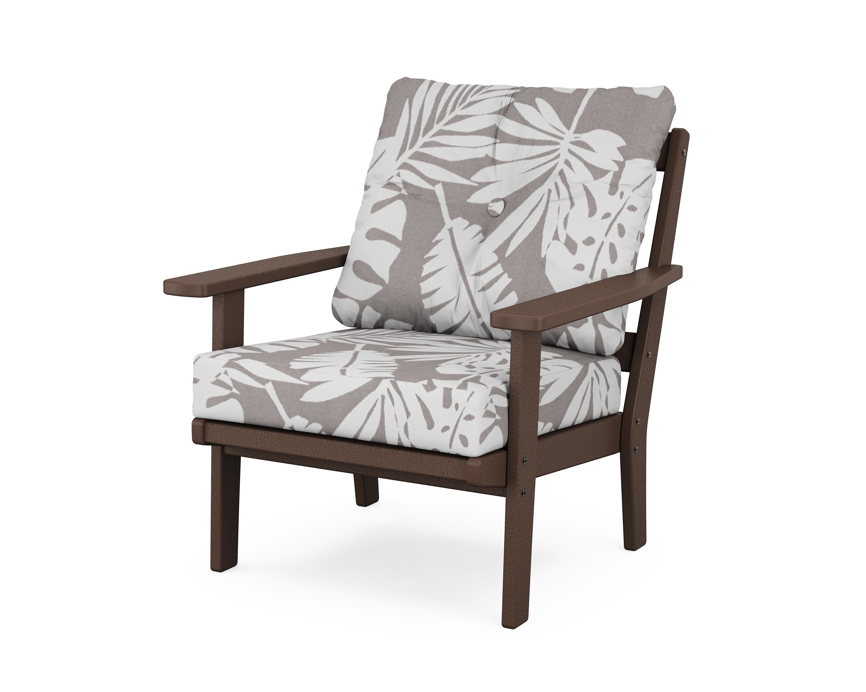 POLYWOOD® Oxford Deep Seating Chair in Mahogany / Leaf Grey Mist