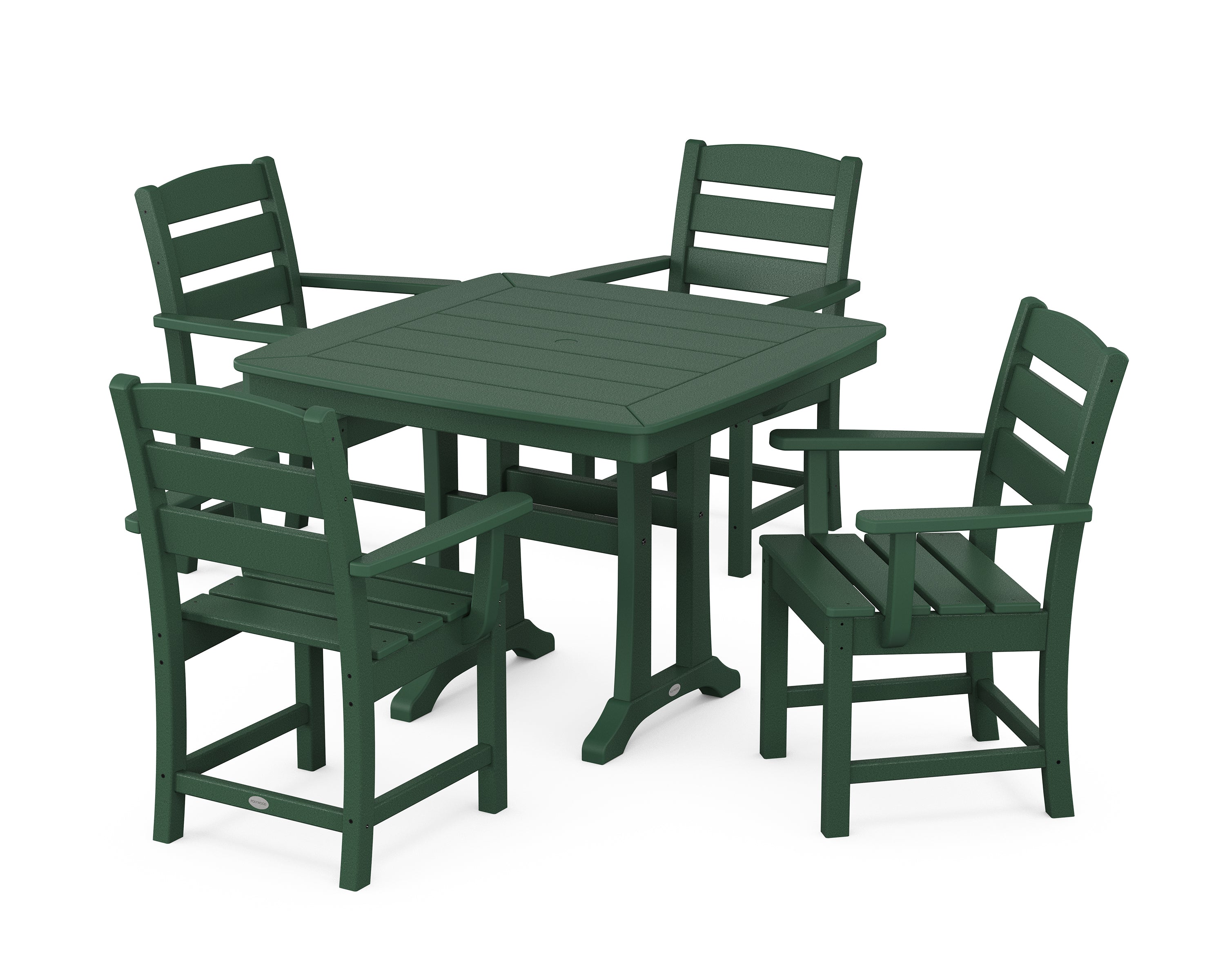 POLYWOOD® Lakeside 5-Piece Dining Set with Trestle Legs in Green
