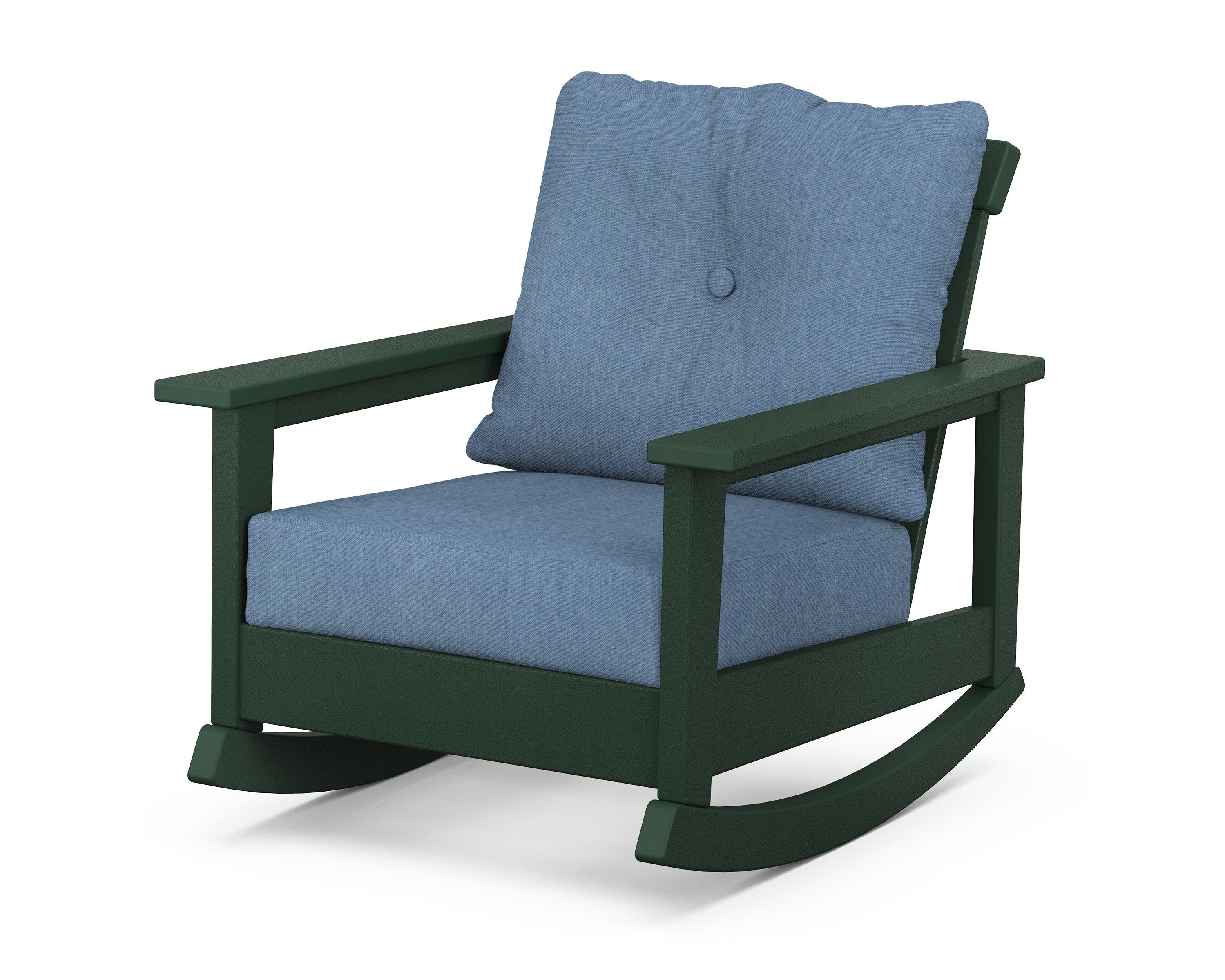 POLYWOOD® Prescott Deep Seating Rocking Chair in Green / Sky Blue