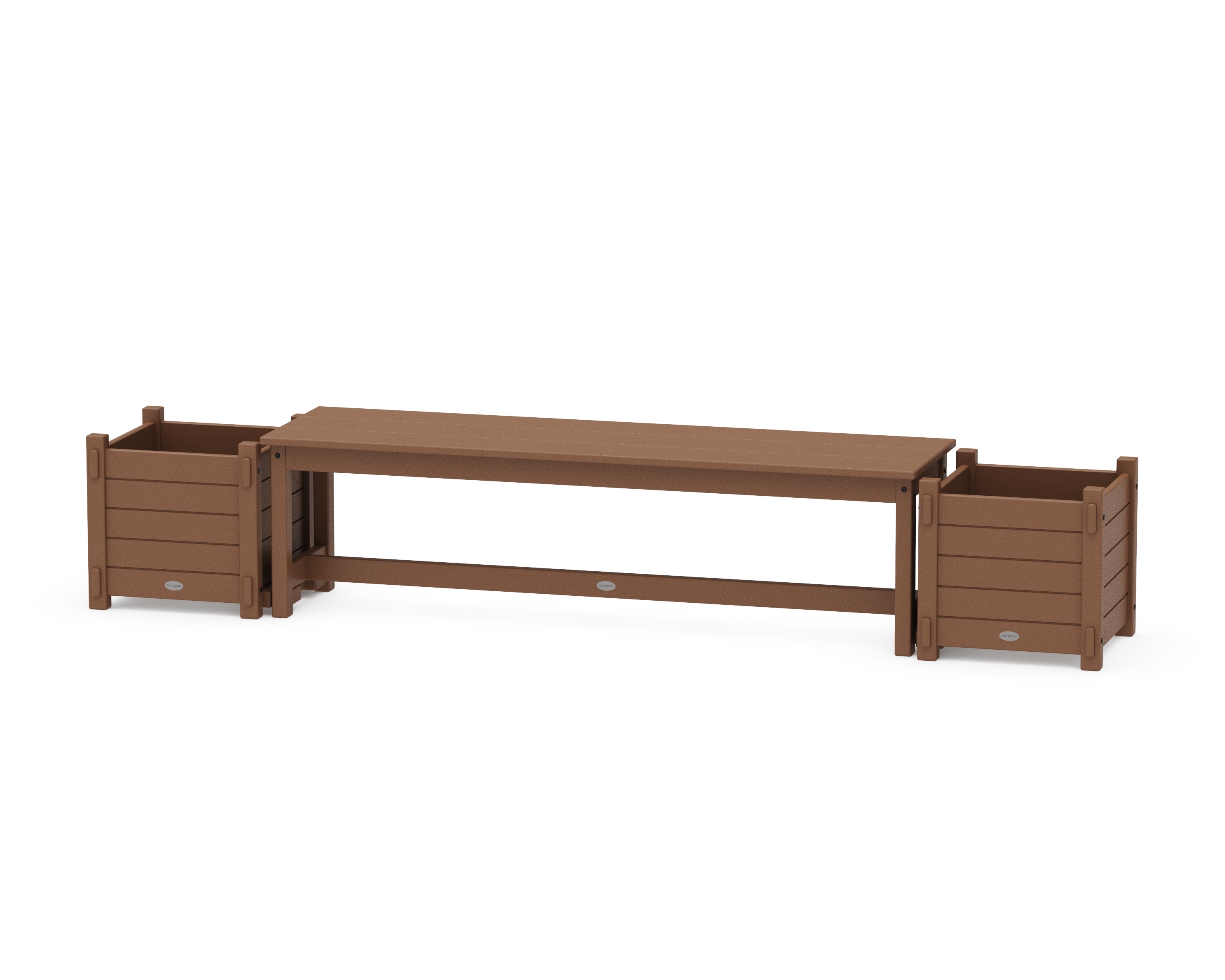 POLYWOOD® 60" Nautical Straight Planter Bench Set in Teak