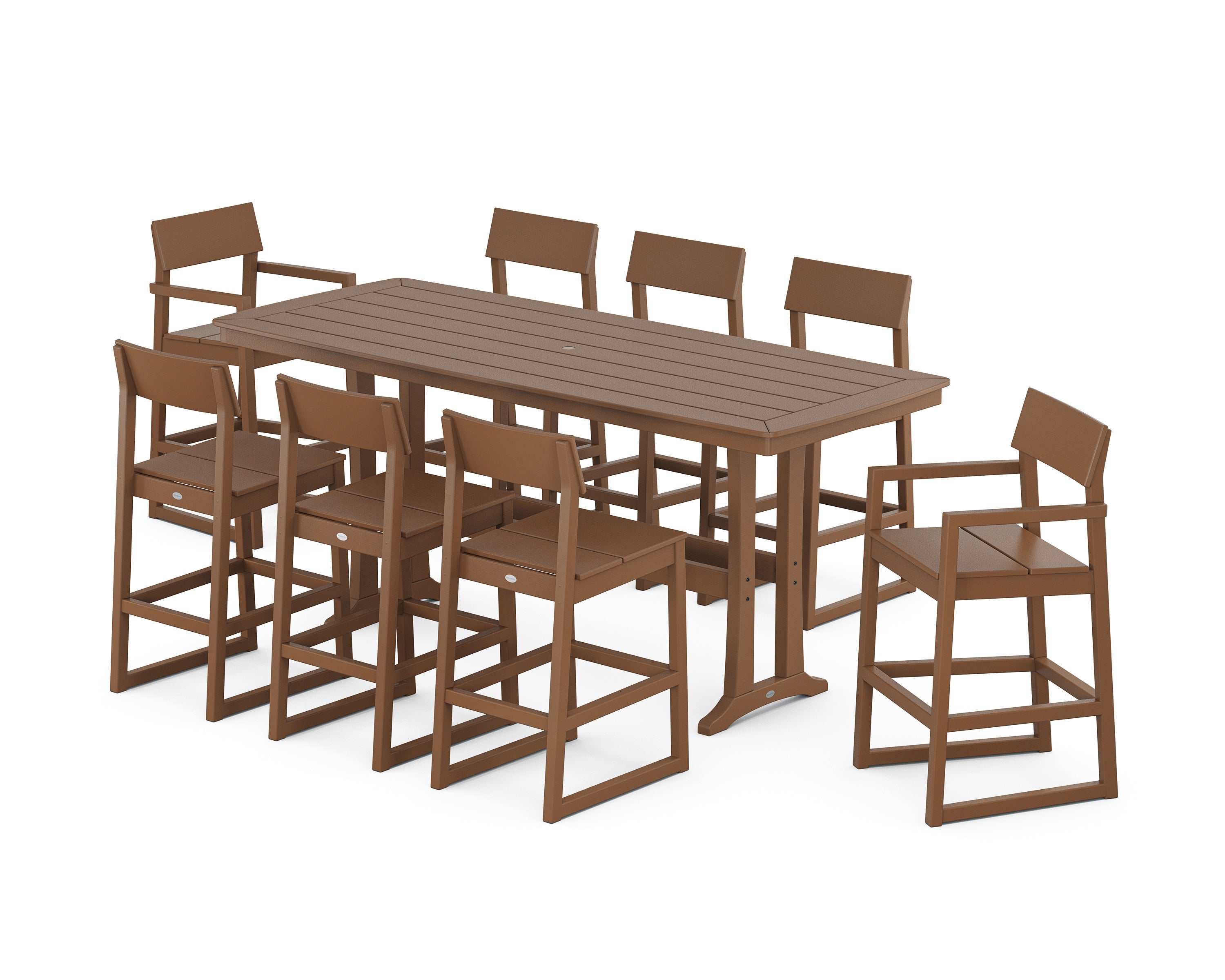 POLYWOOD® EDGE 9-Piece Bar Set with Trestle Legs in Teak