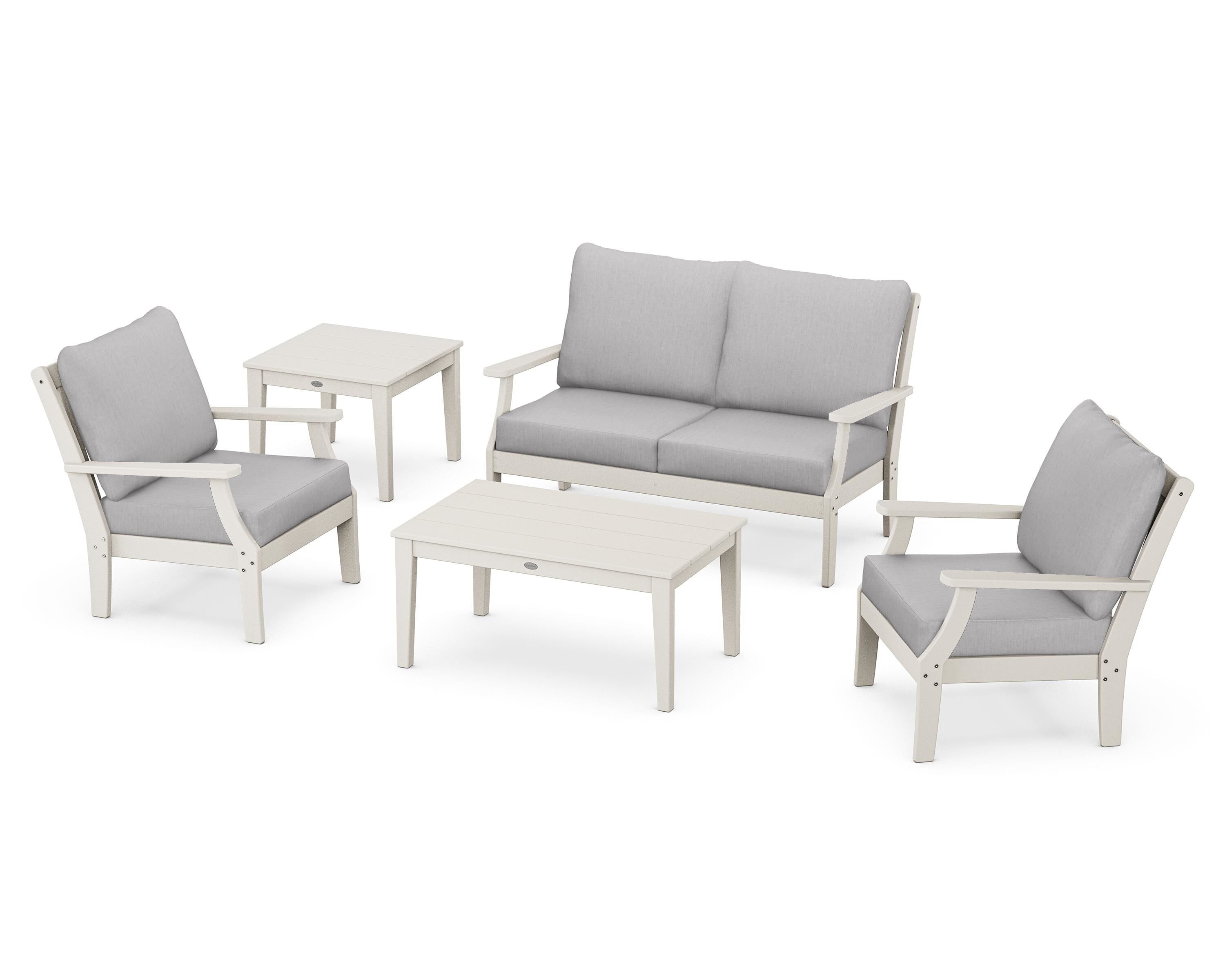 POLYWOOD® Braxton 5-Piece Deep Seating Set in Sand / Granite