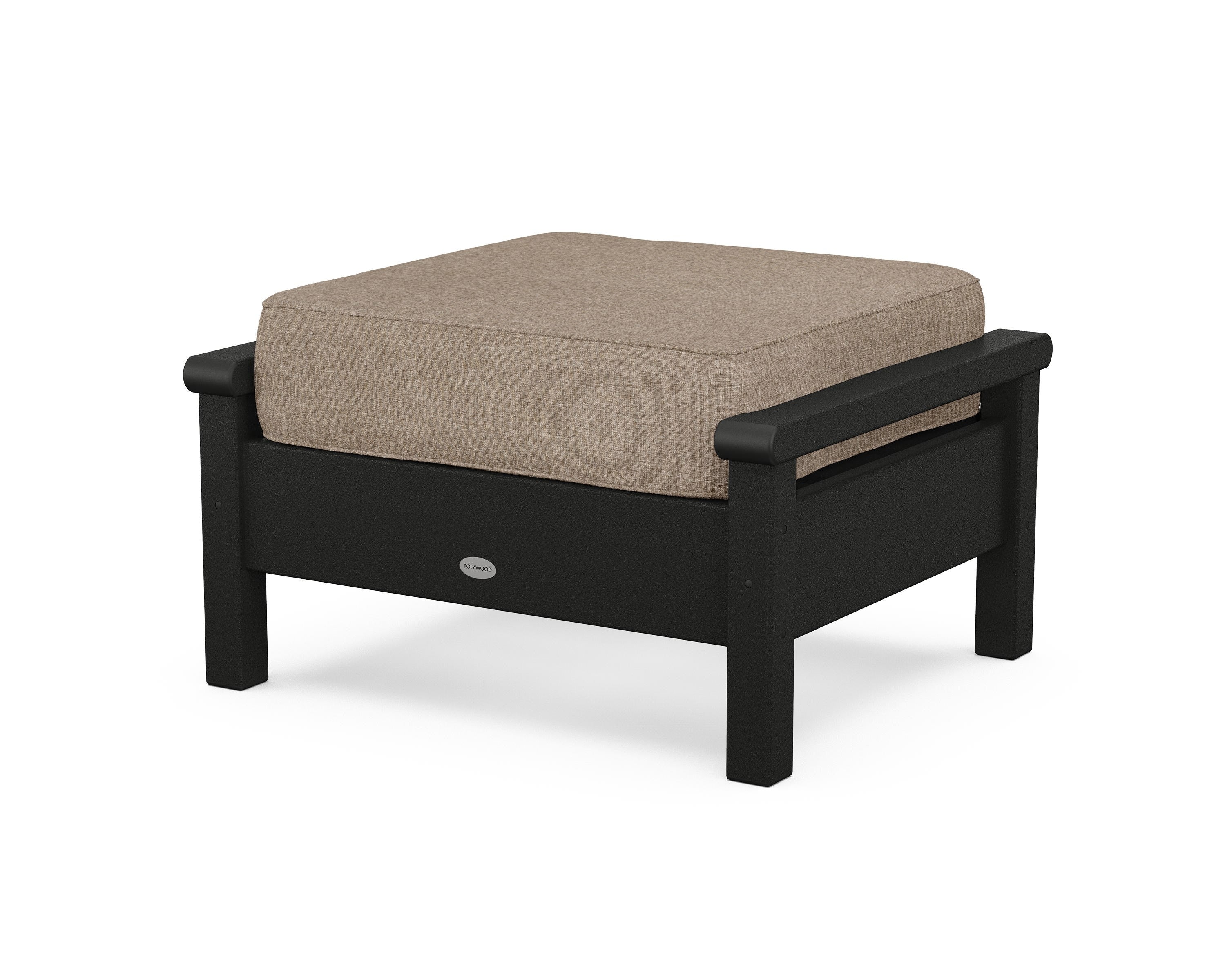 POLYWOOD® Harbour Deep Seating Ottoman in Black / Spiced Burlap