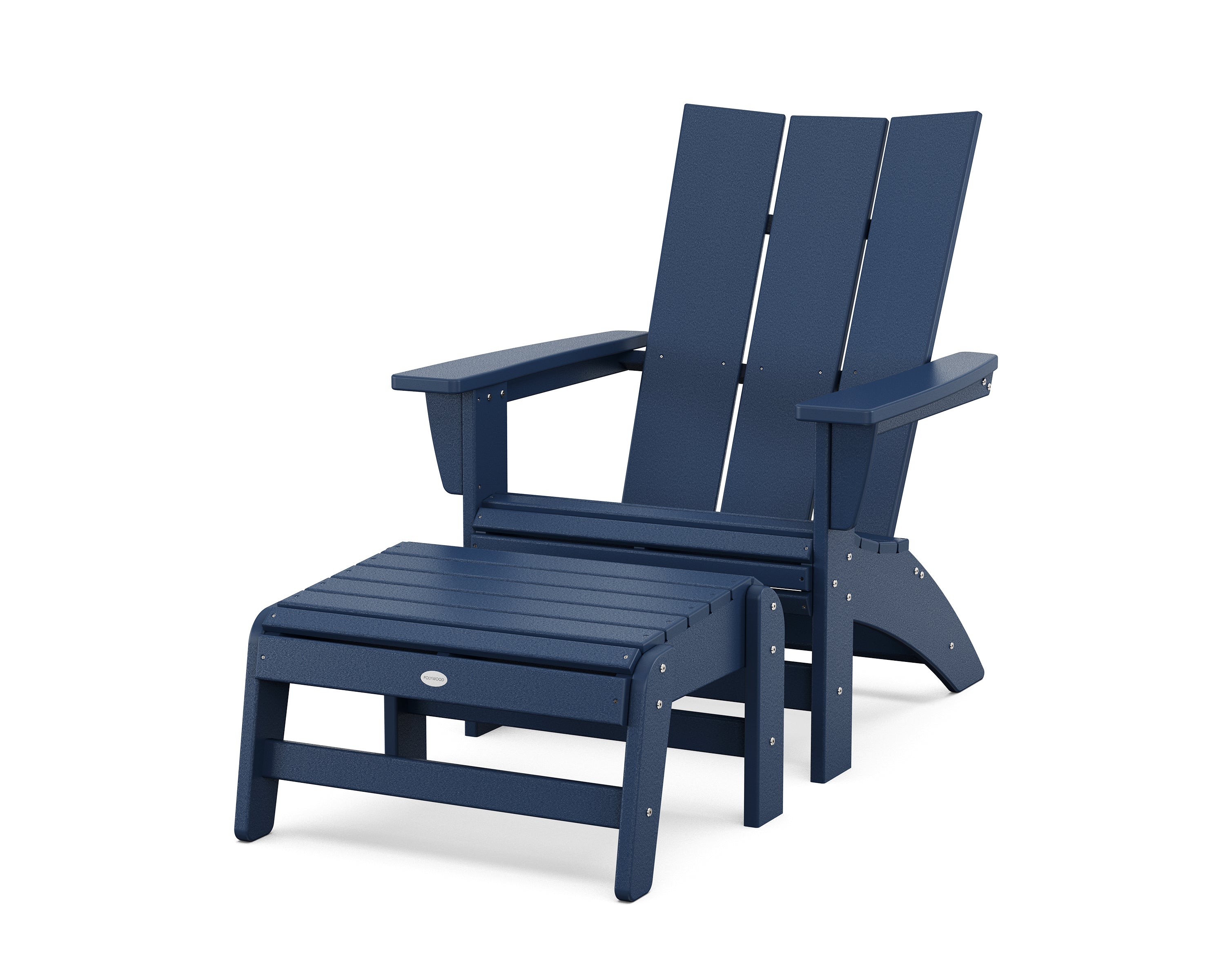 POLYWOOD® Modern Grand Adirondack Chair with Ottoman in Navy