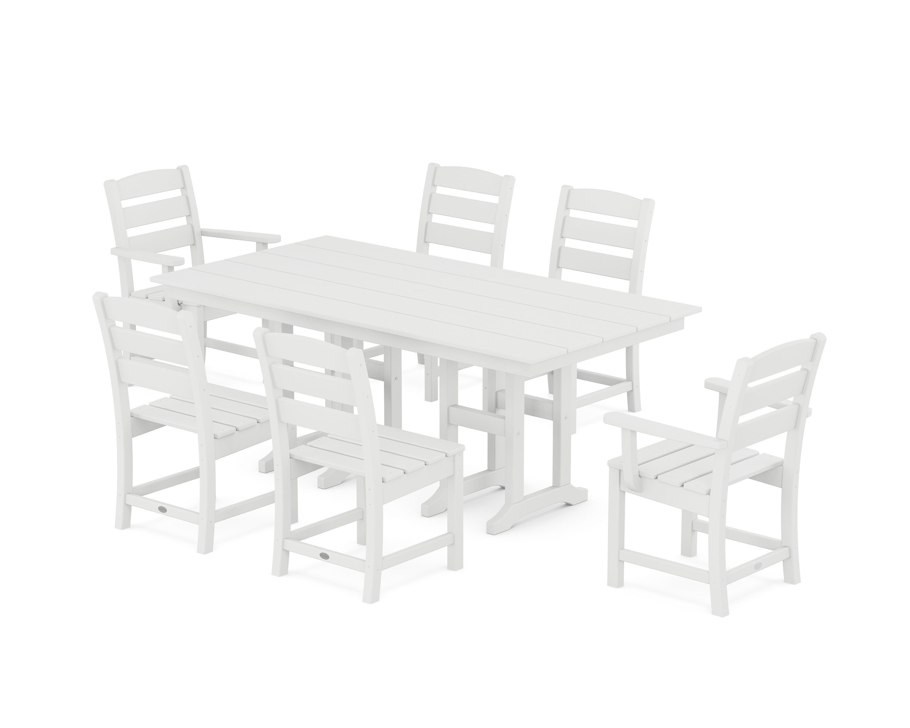 POLYWOOD® Lakeside 7-Piece Farmhouse Dining Set in White