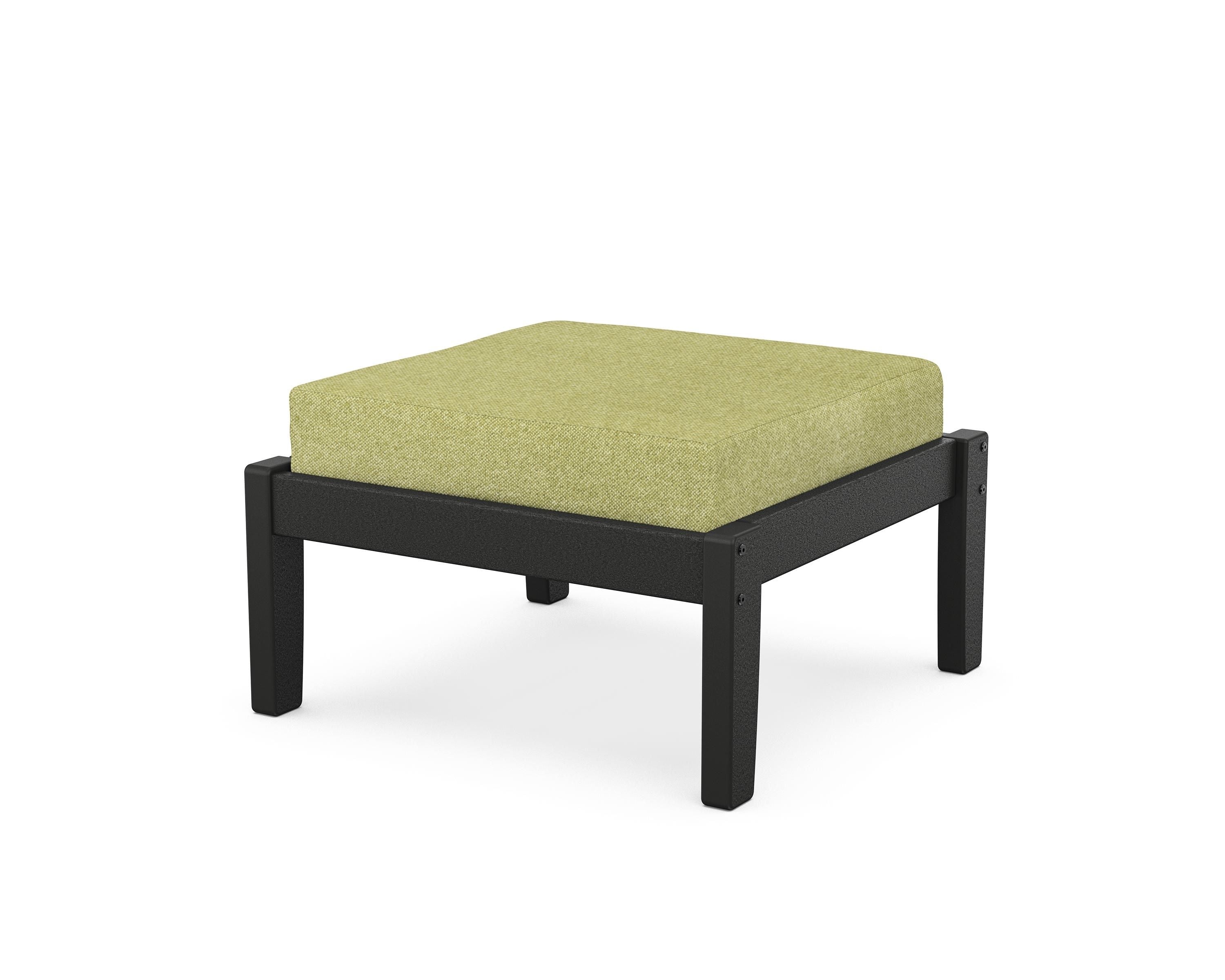Unbranded Deep Seating Ottoman in Black / Chartreuse Boucle