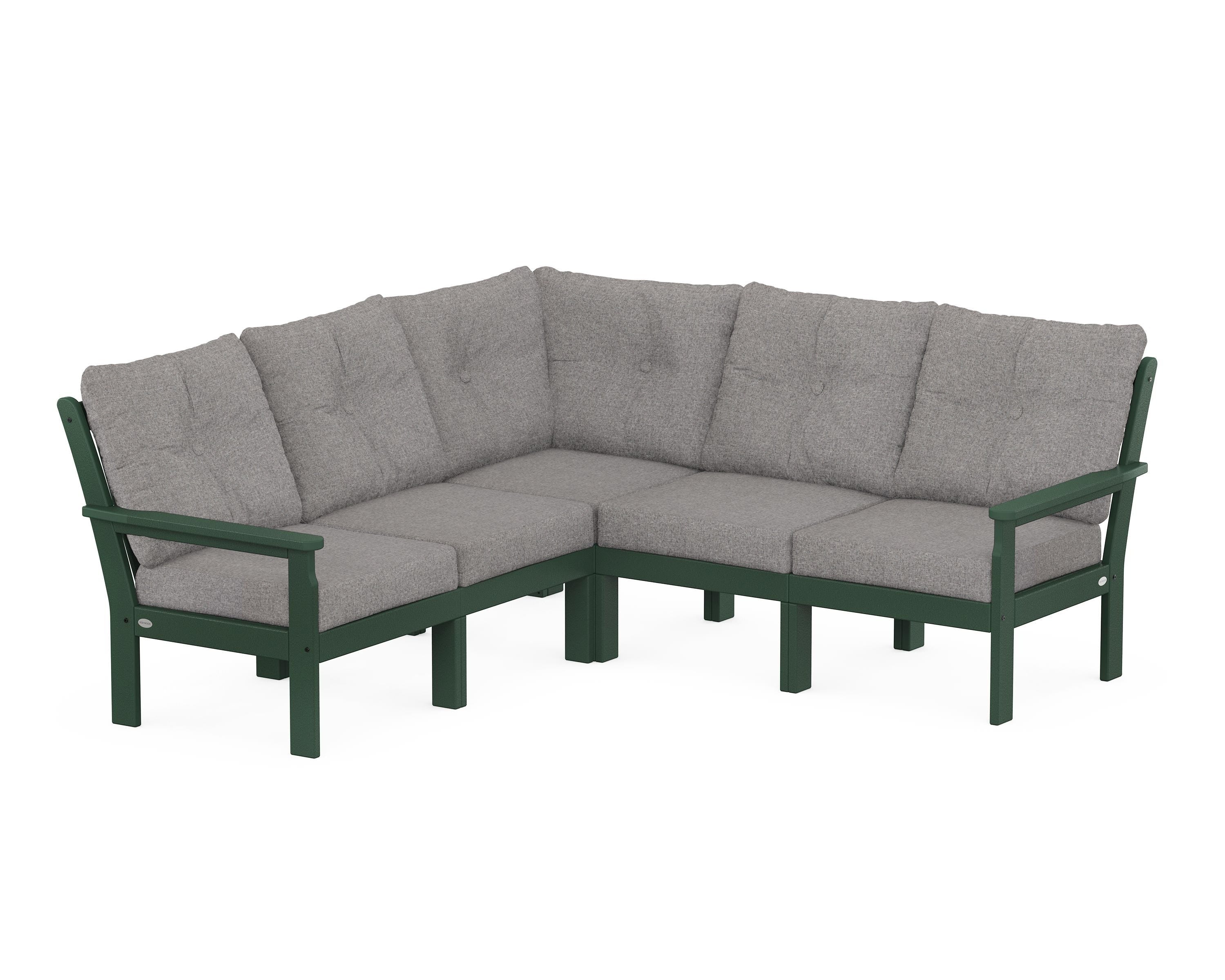POLYWOOD® Vineyard 5-Piece Sectional in Green / Grey Mist
