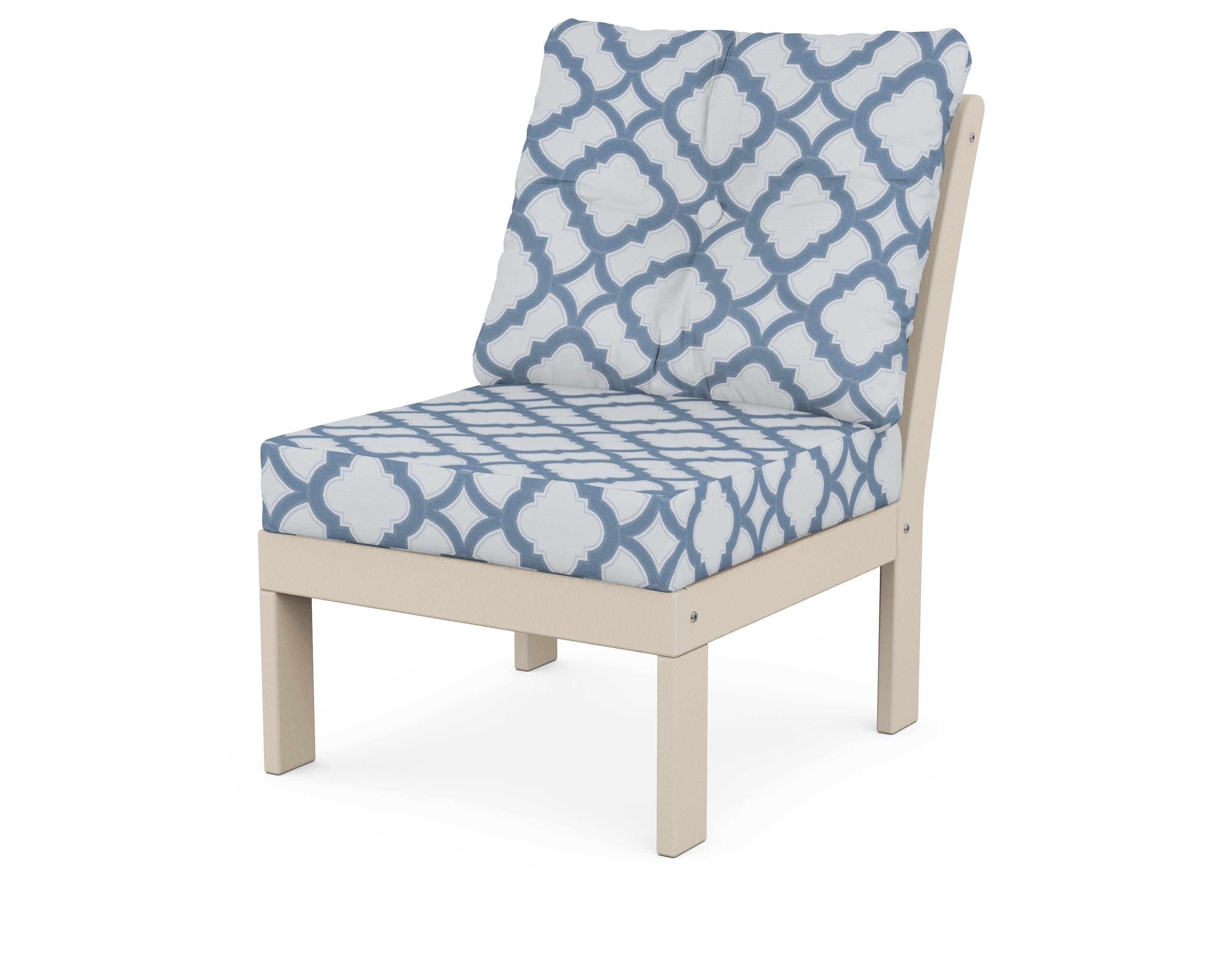 POLYWOOD® Vineyard Modular Armless Chair in Sand / Trellis Sky Blue