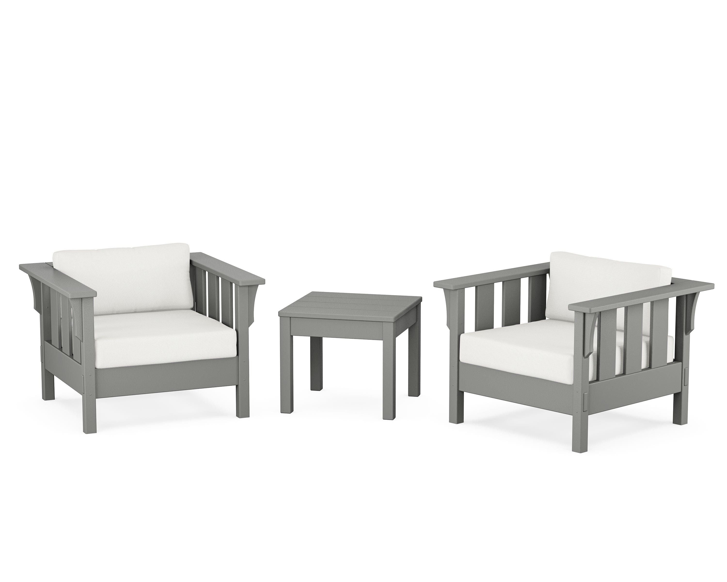 Martha Stewart by POLYWOOD® Acadia 3-Piece Deep Seating Set in Slate Grey / Natural Linen