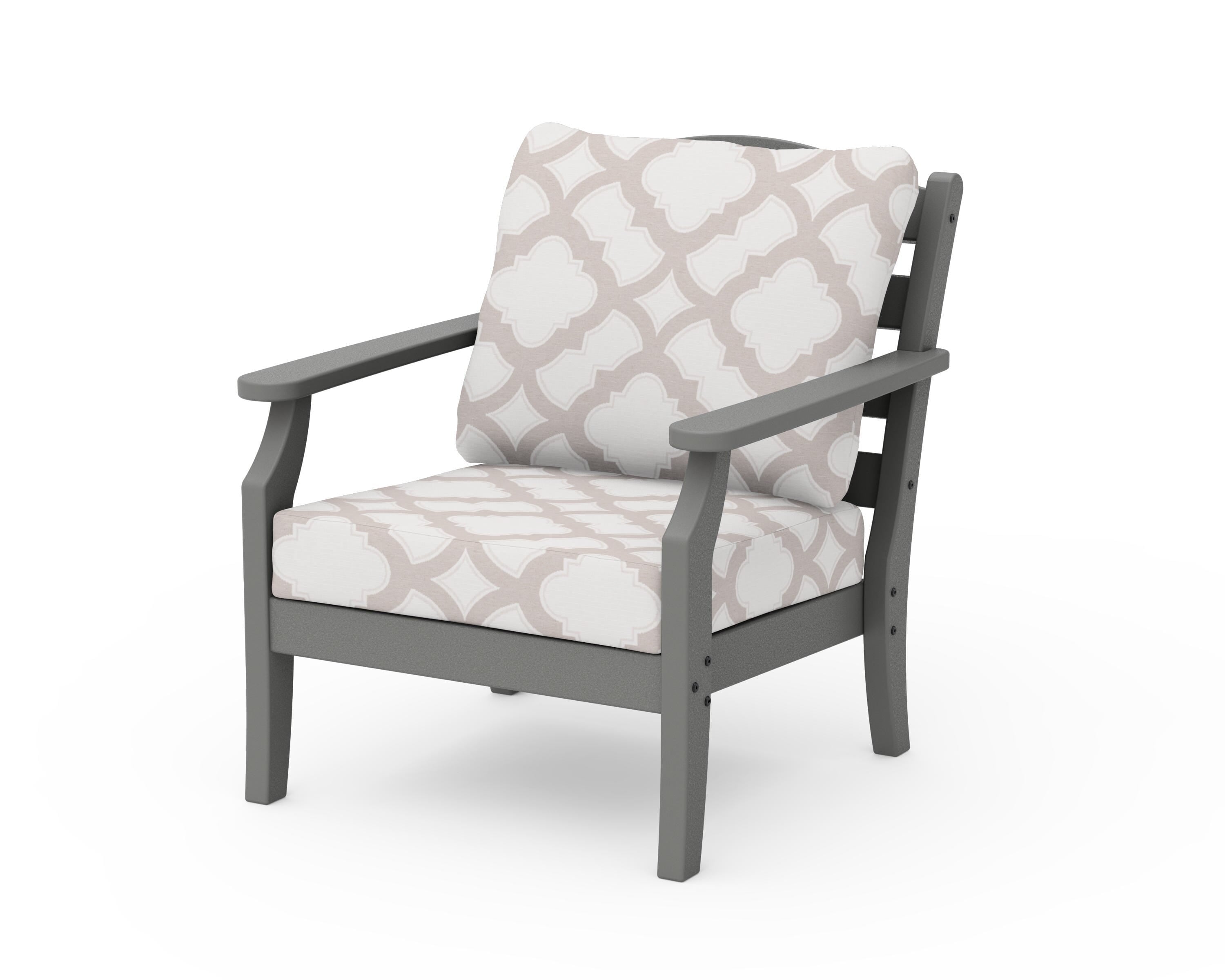 Draper James™ by POLYWOOD® Savannah Deep Seating Chair in Slate Grey / Trellis Dune Burlap