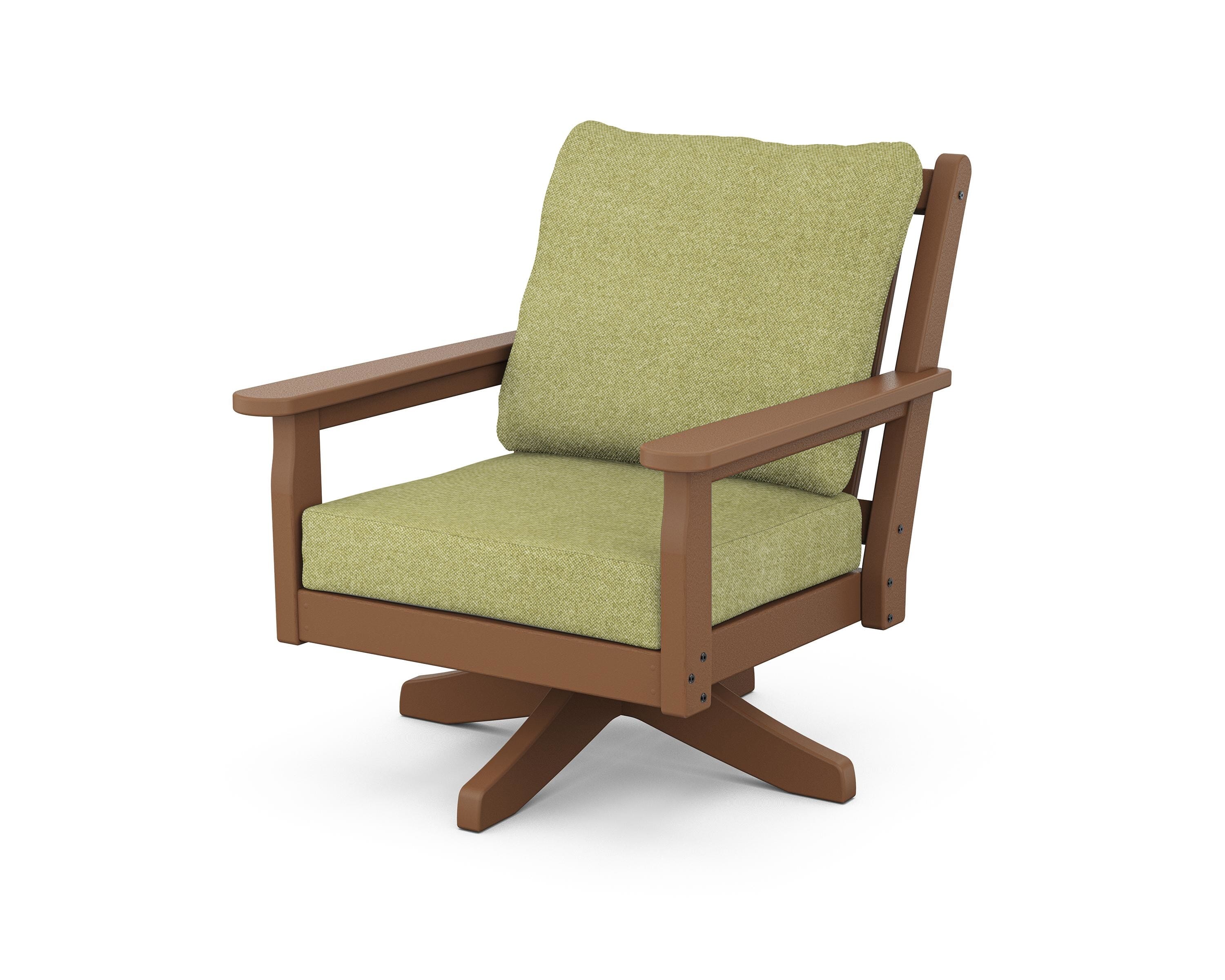 POLYWOOD® Chippendale Deep Seating Swivel Chair in Teak / Chartreuse Boucle