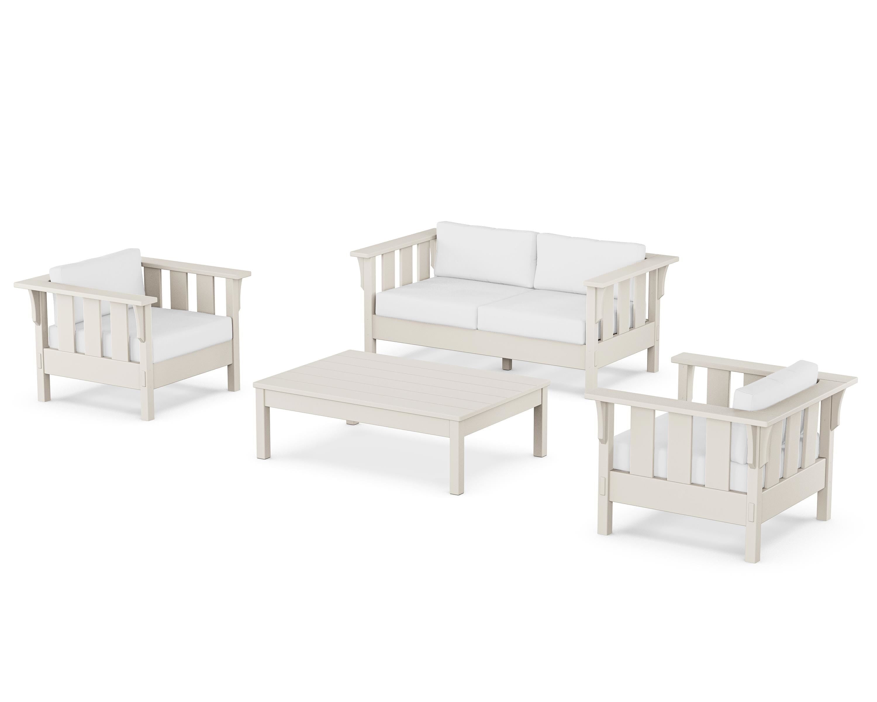Martha Stewart by POLYWOOD® Acadia 4-Piece Deep Seating Set with Loveseat in Sand / Natural
