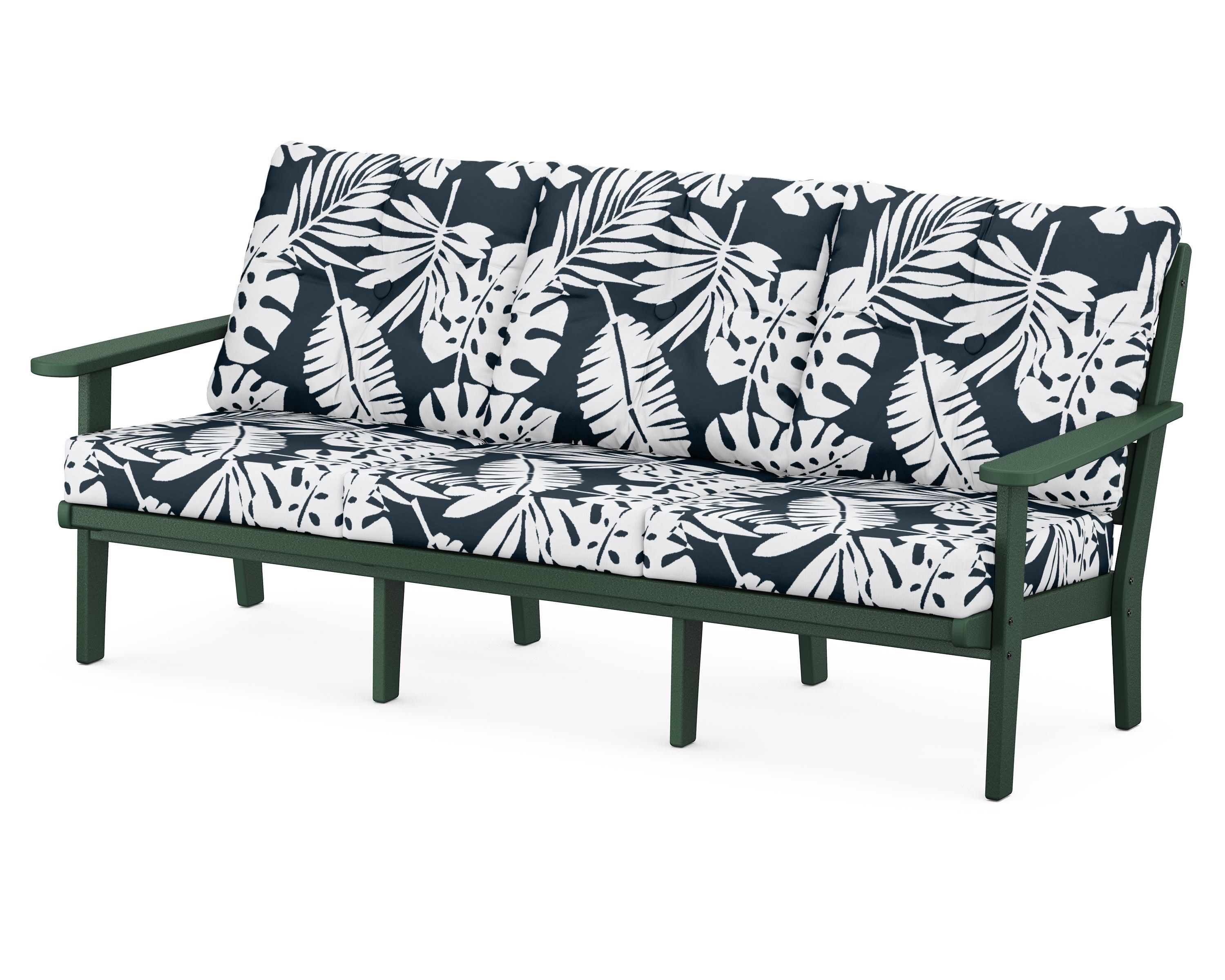 POLYWOOD® Lakeside Deep Seating Sofa in Green / Leaf Marine Indigo