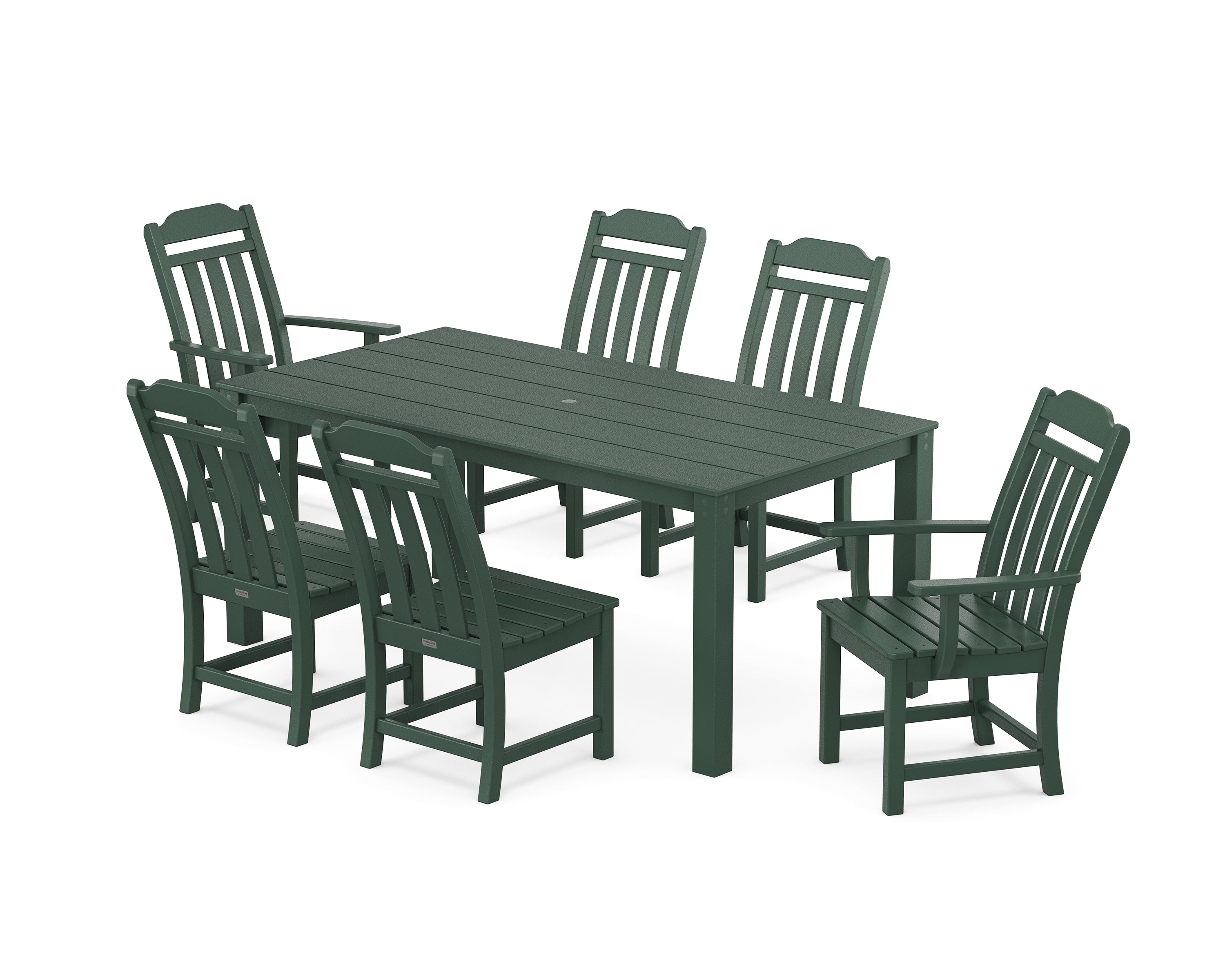 Country Living Cottage 7-Piece Parsons Dining Set in Green