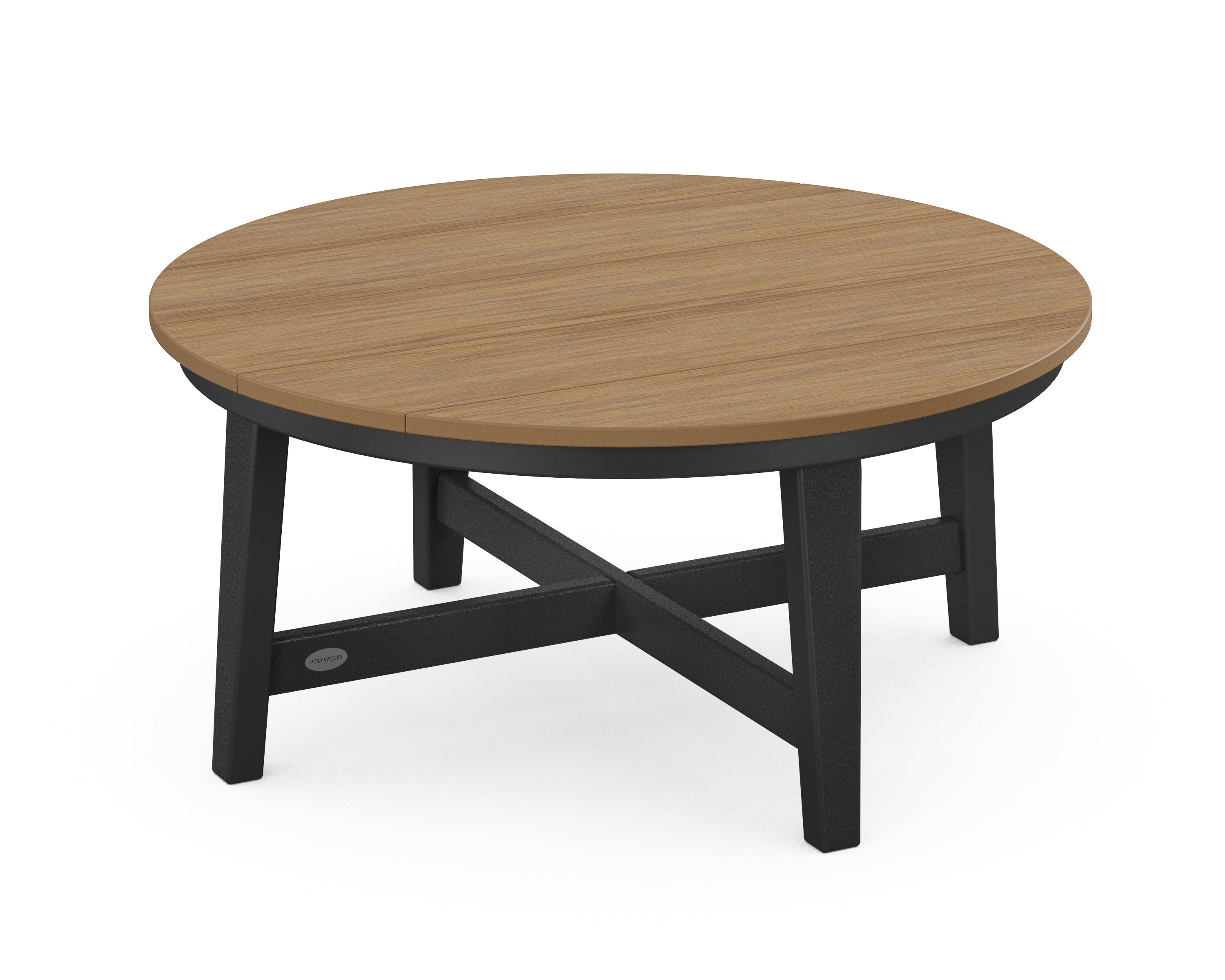 POLYWOOD® Newport 36" Round Coffee Table in Black / Natural