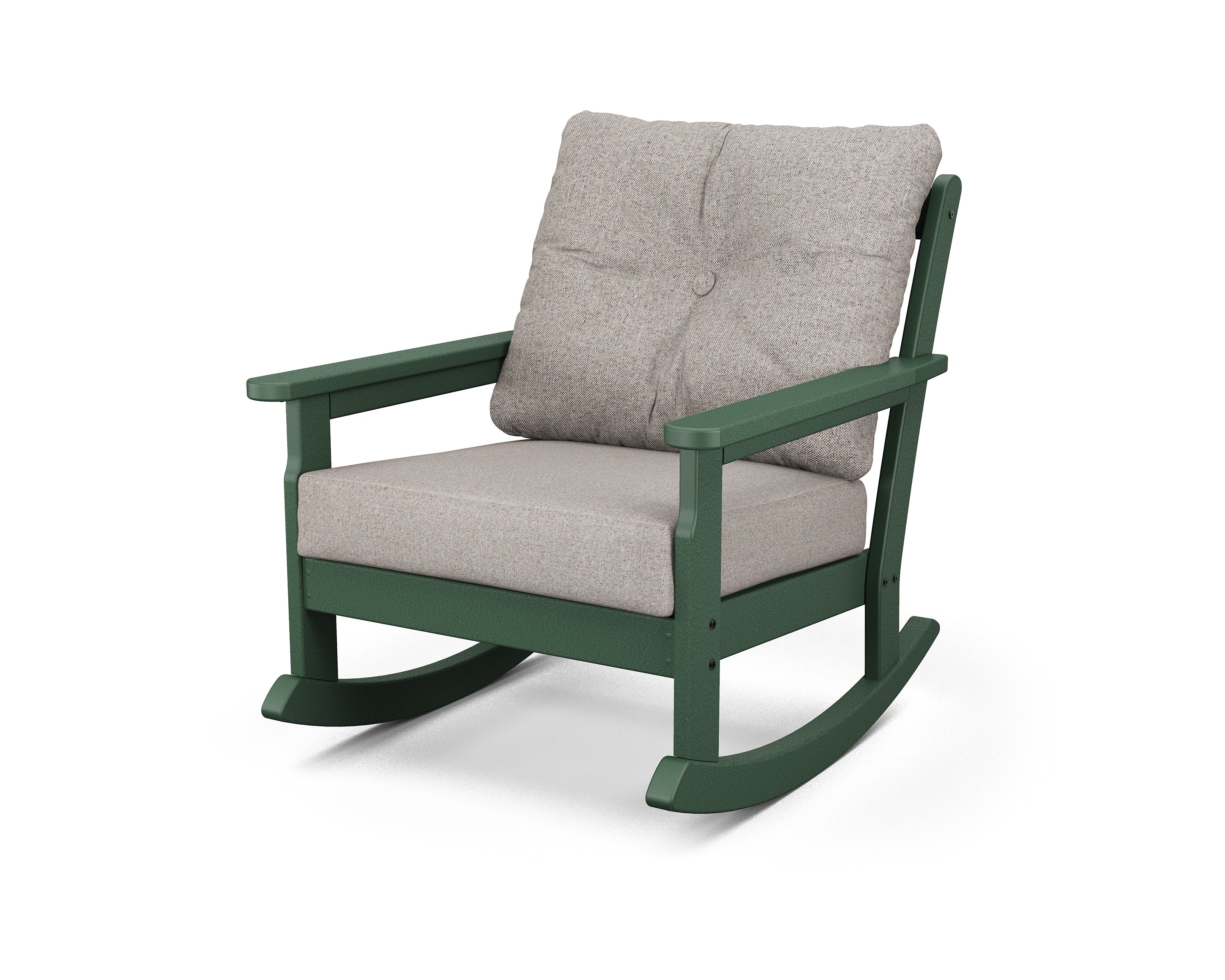 POLYWOOD® Vineyard Deep Seating Rocking Chair in Green / Weathered Tweed