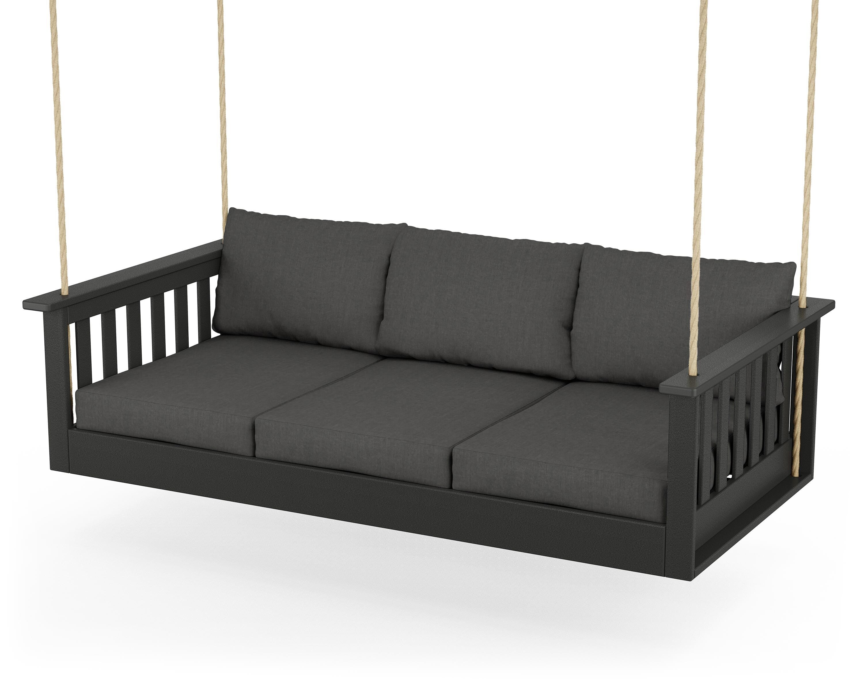 POLYWOOD® Vineyard Daybed Swing in Black / Spectrum Carbon