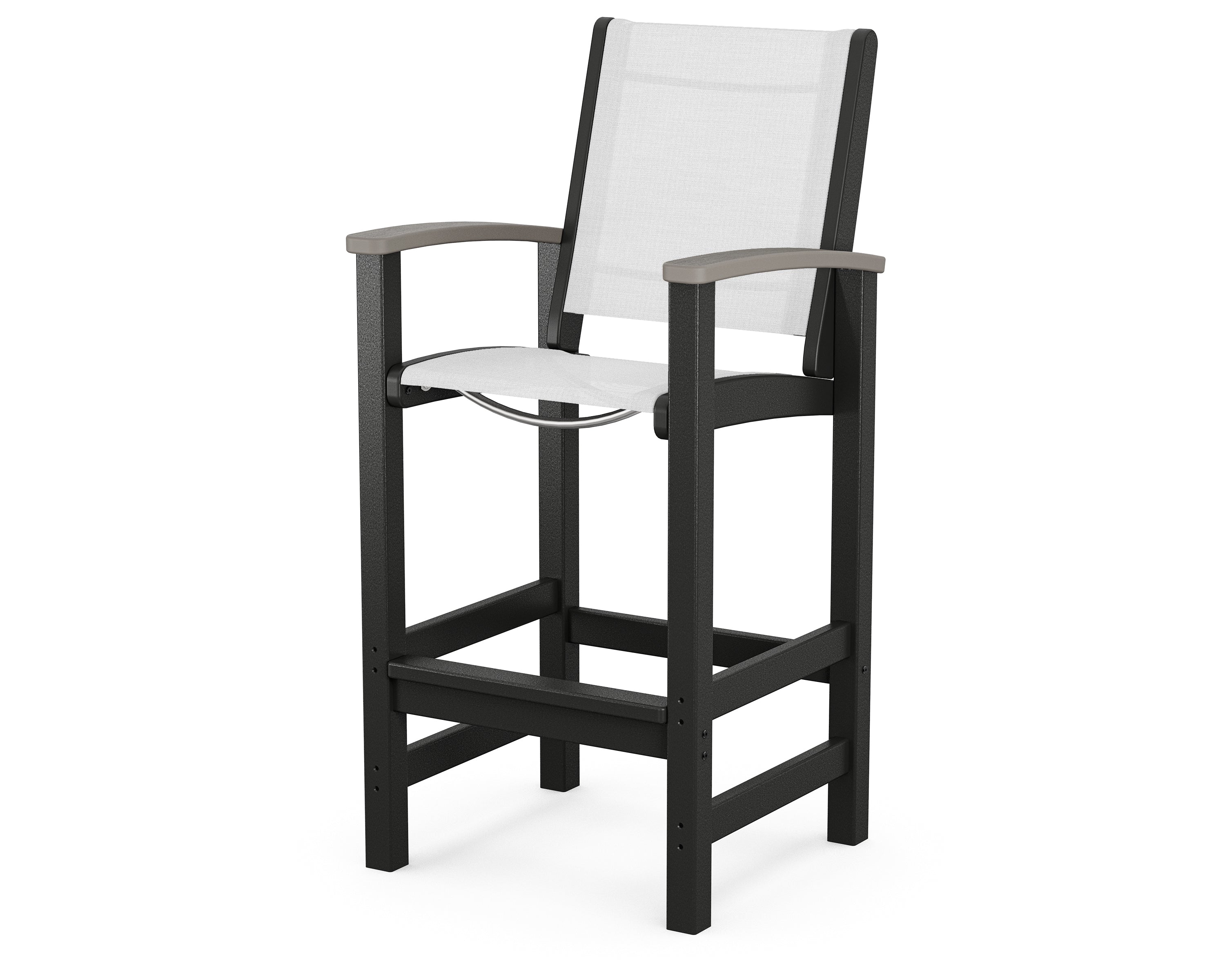 POLYWOOD® Coastal Bar Chair in Black / Driftwood / White Sling