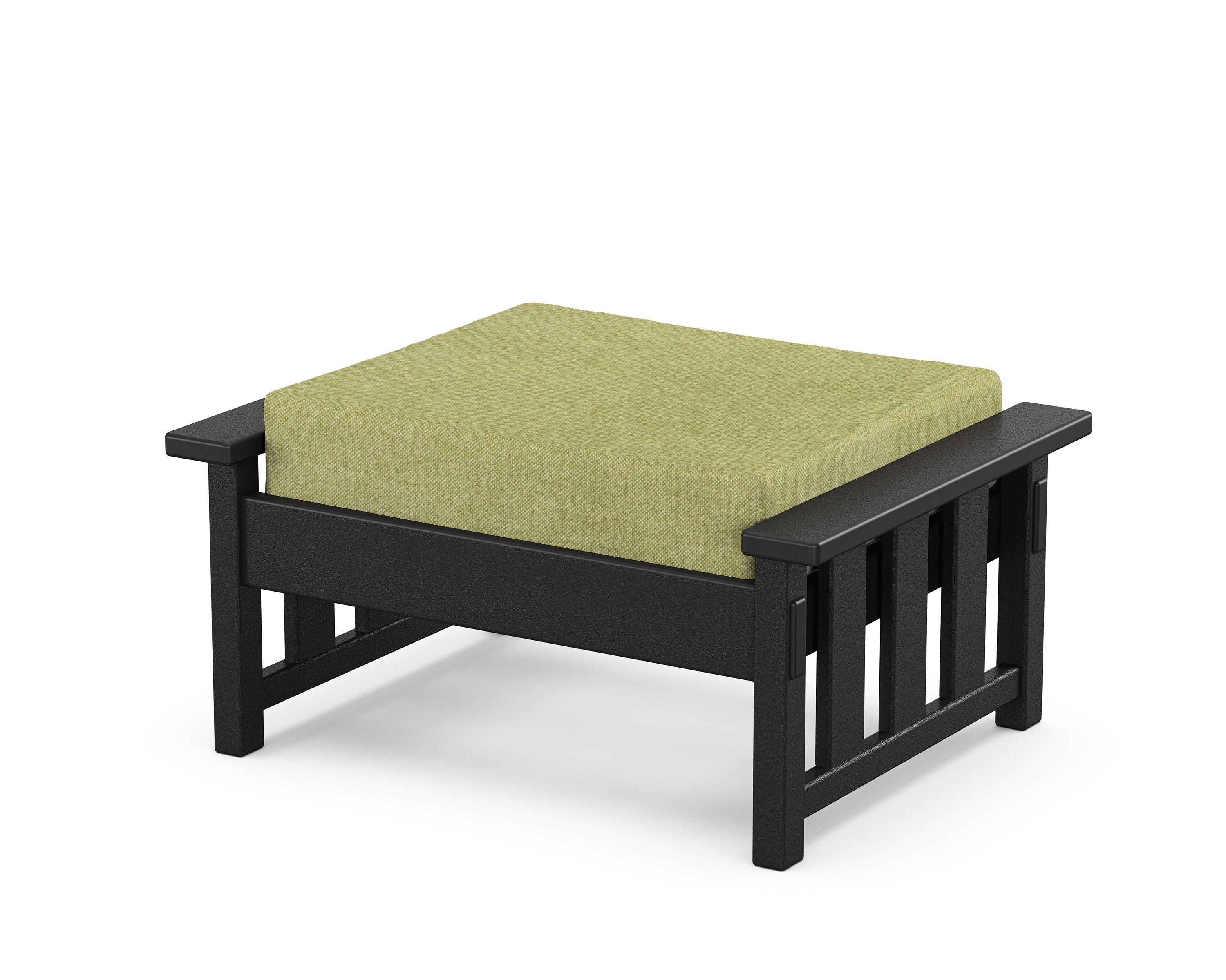 Martha Stewart by POLYWOOD® Acadia Deep Seating Ottoman in Black / Chartreuse Boucle