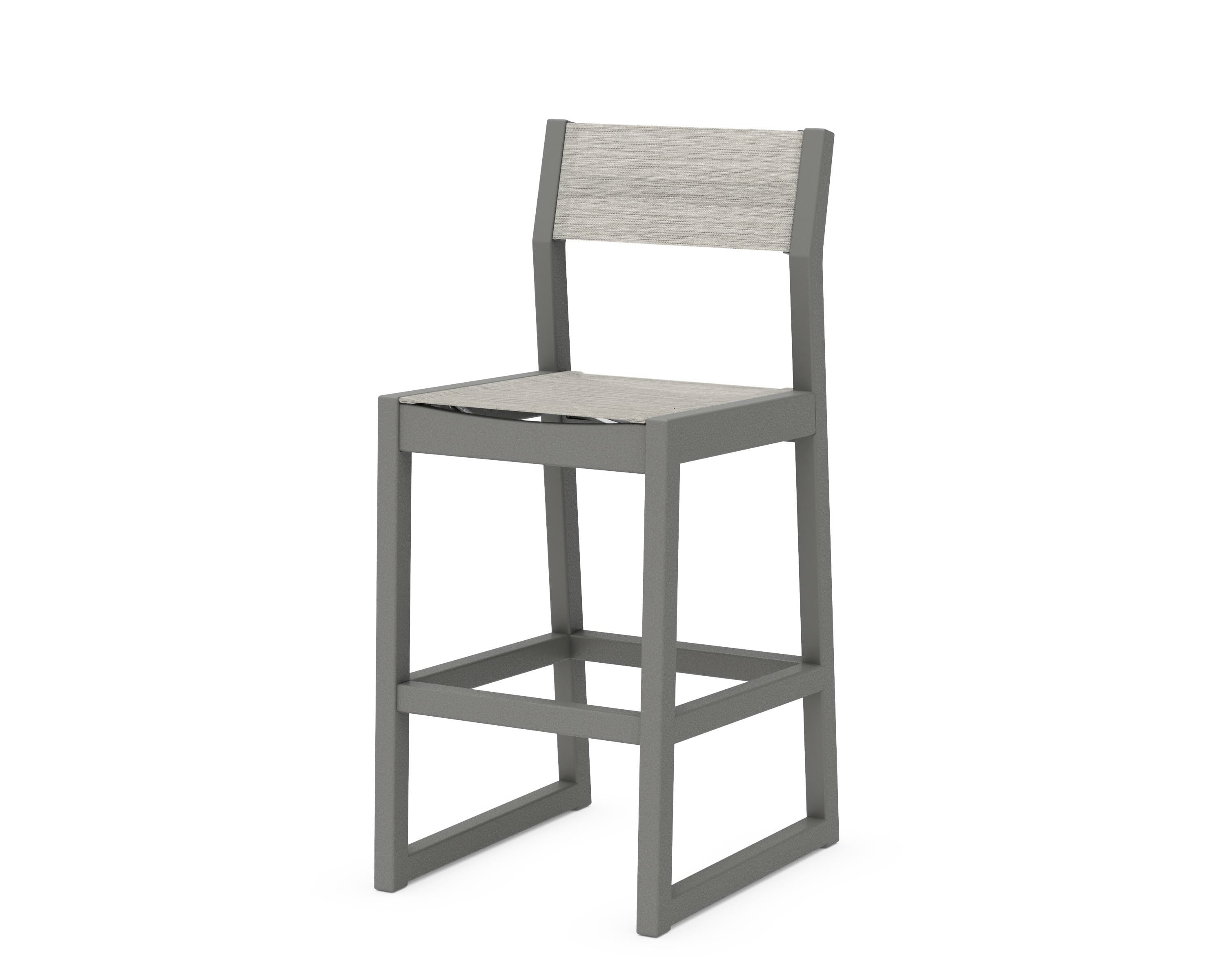 POLYWOOD® EDGE Sling Bar Side Chair in Slate Grey / Birch Sling