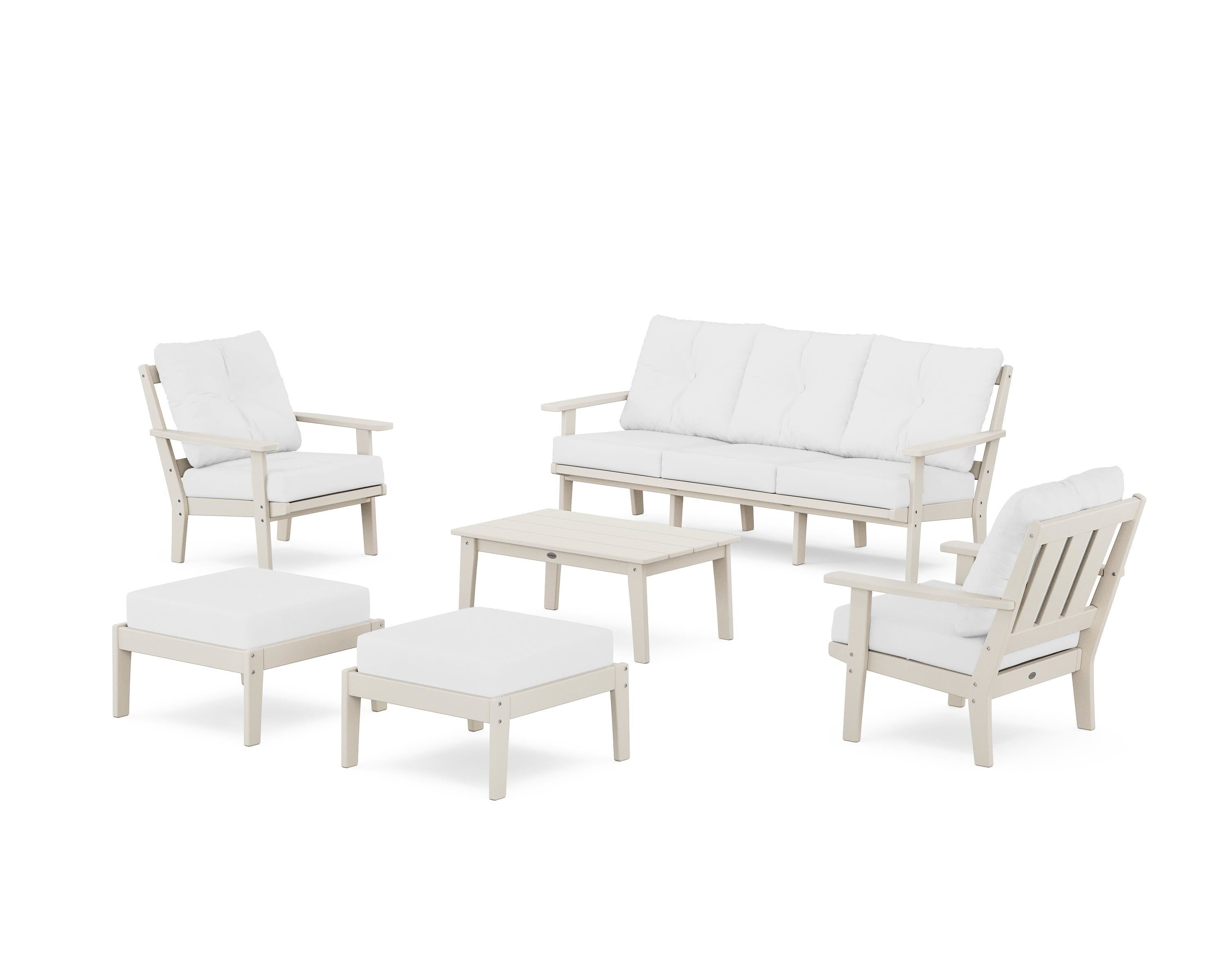 POLYWOOD® Oxford 6-Piece Lounge Sofa Set in Sand / Natural