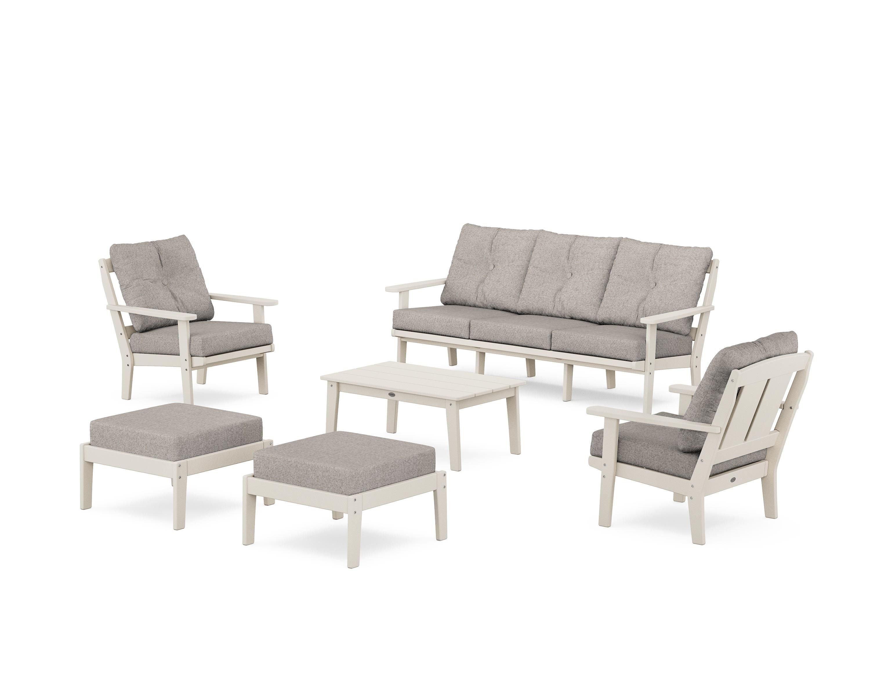 POLYWOOD® Mission 6-Piece Lounge Sofa Set in Sand / Weathered Tweed