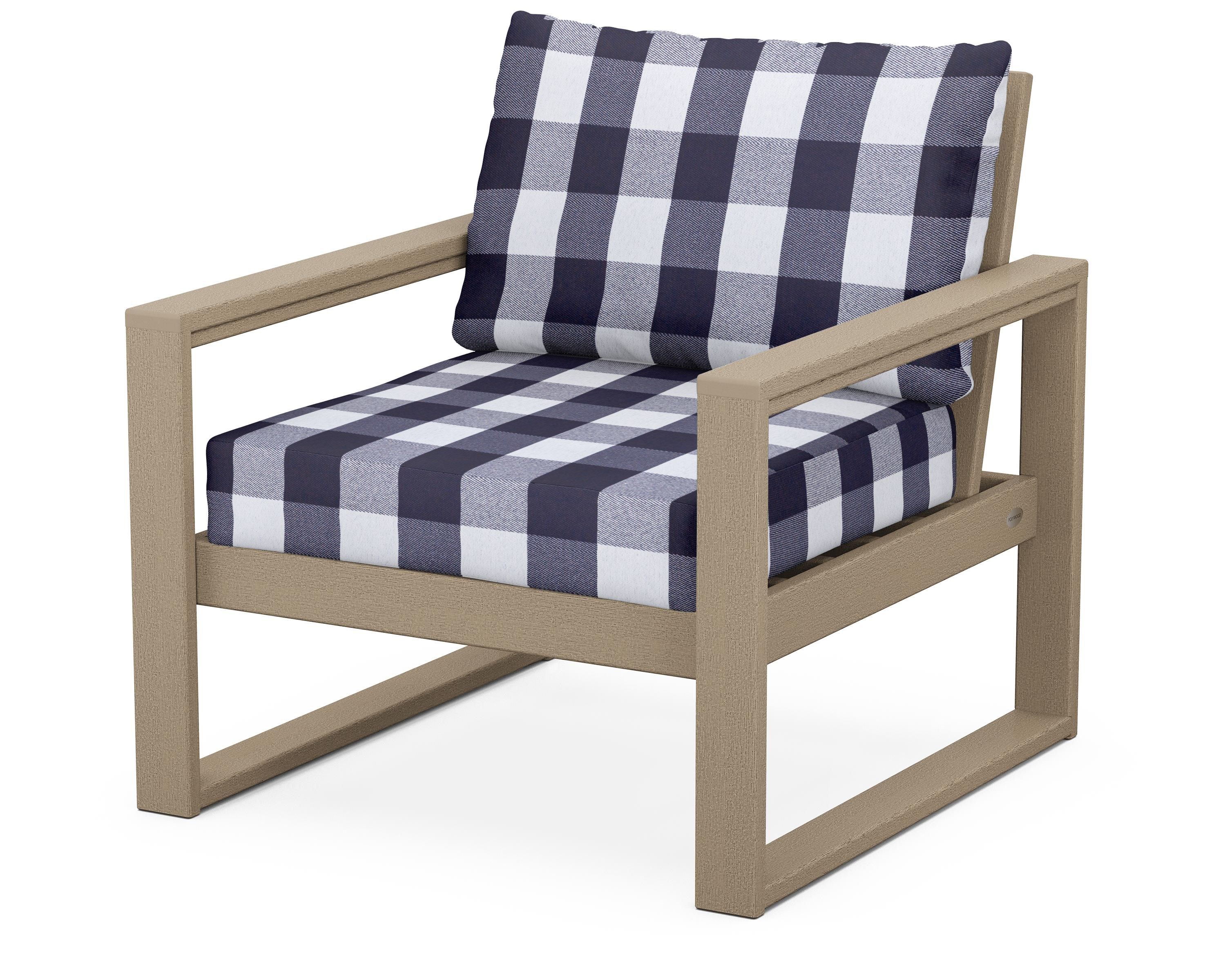 POLYWOOD® EDGE Club Chair in Vintage Sahara / Buffalo Plaid Navy