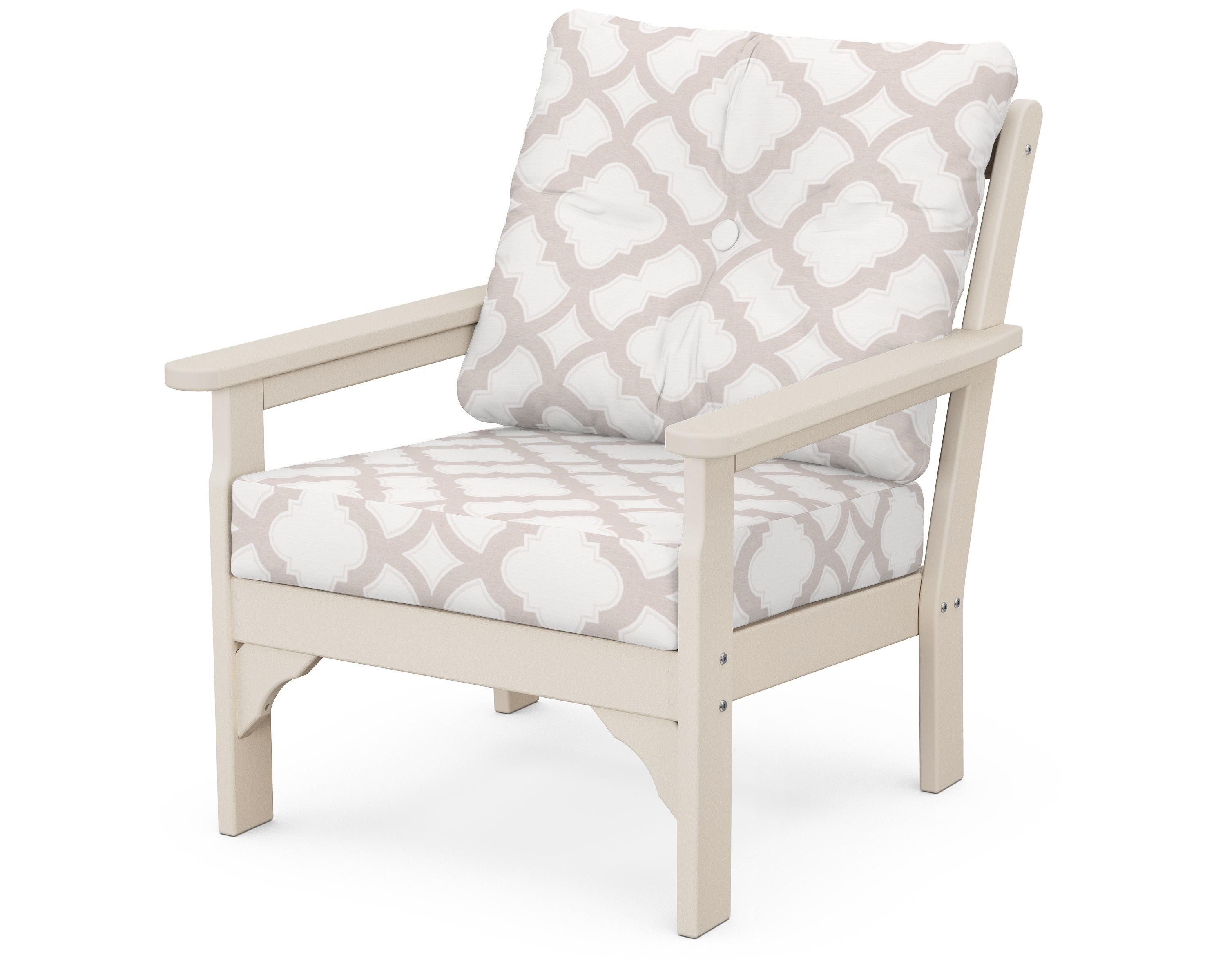 POLYWOOD® Vineyard Deep Seating Chair in Sand / Trellis Dune Burlap